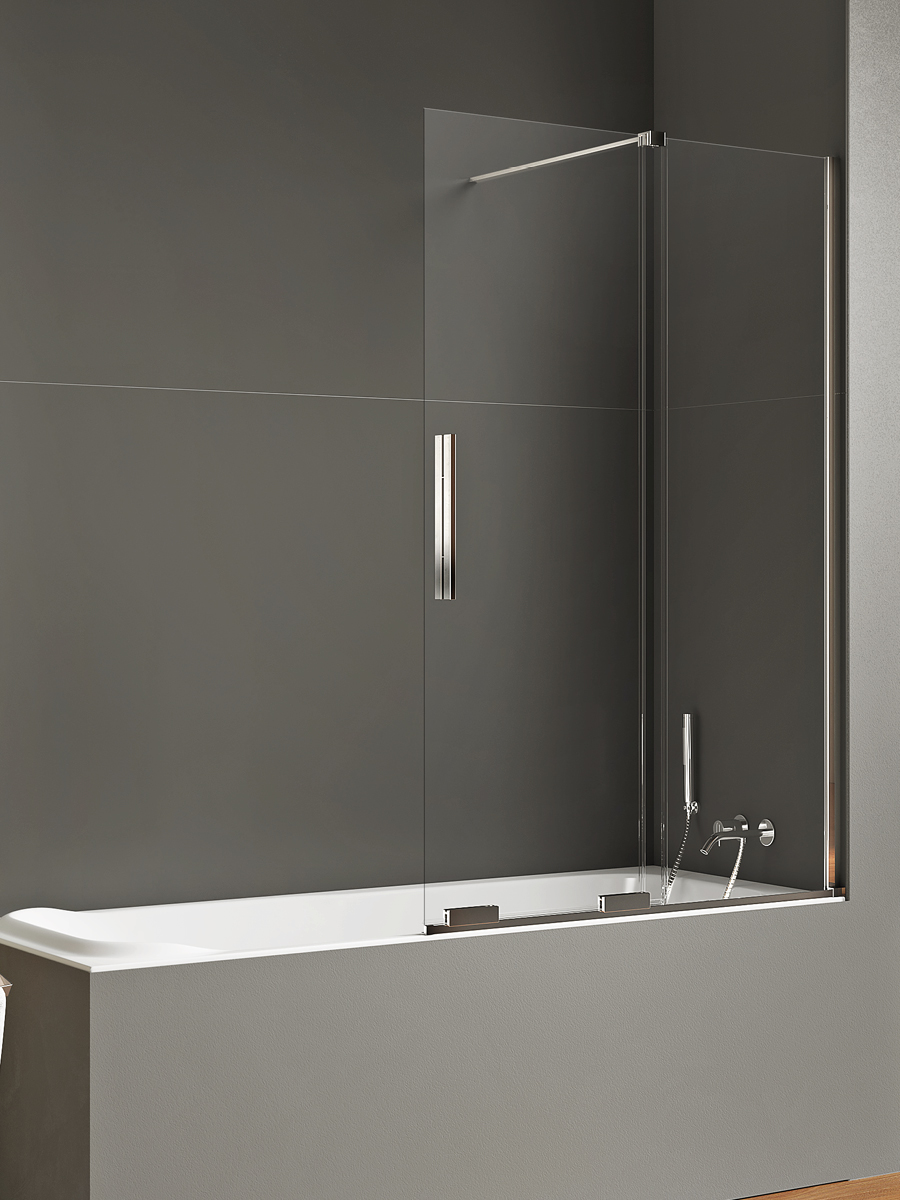 New Trendy Smart mampara de bañera 120 cm dos piezas cromo brillo/vidrio transparente EXK-4098