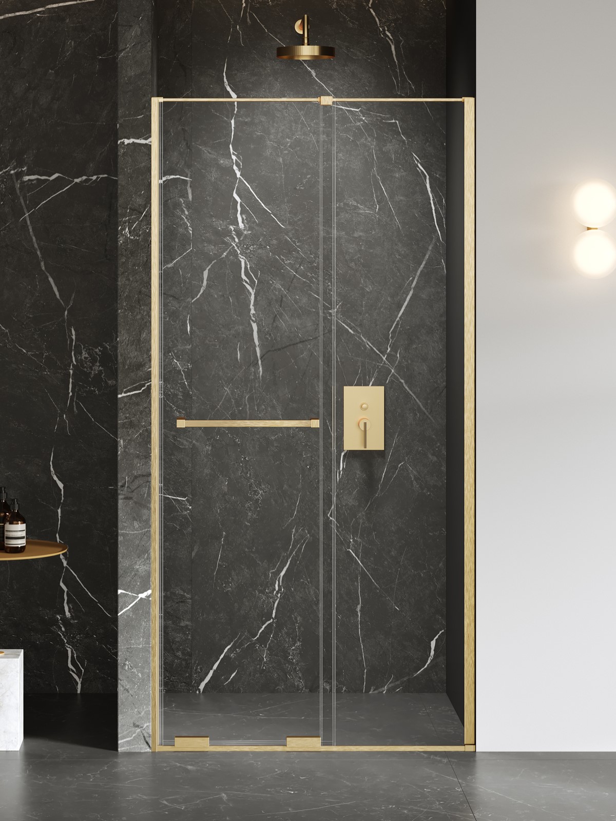 New Trendy Smart puerta de ducha 120 cm corredera oro cepillado/vidrio transparente EXK-7512