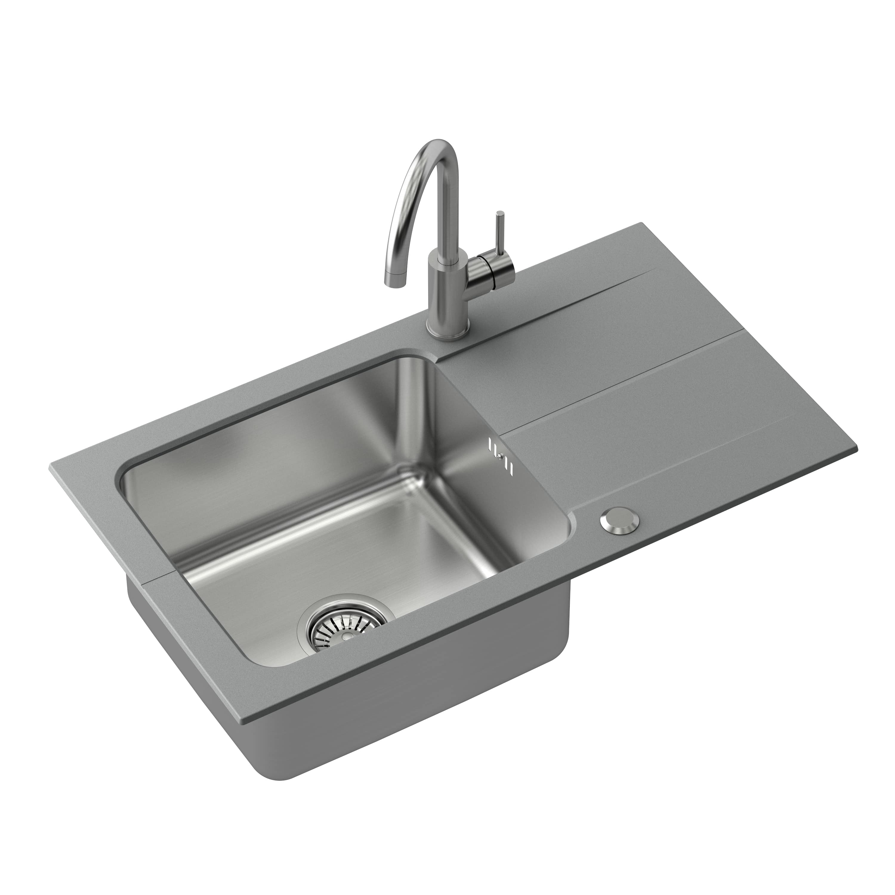 Quadron Edward fregadero de granito y acero 78x44 cm gris/grafito/ónix FUS_E7844SZ_3623500BS