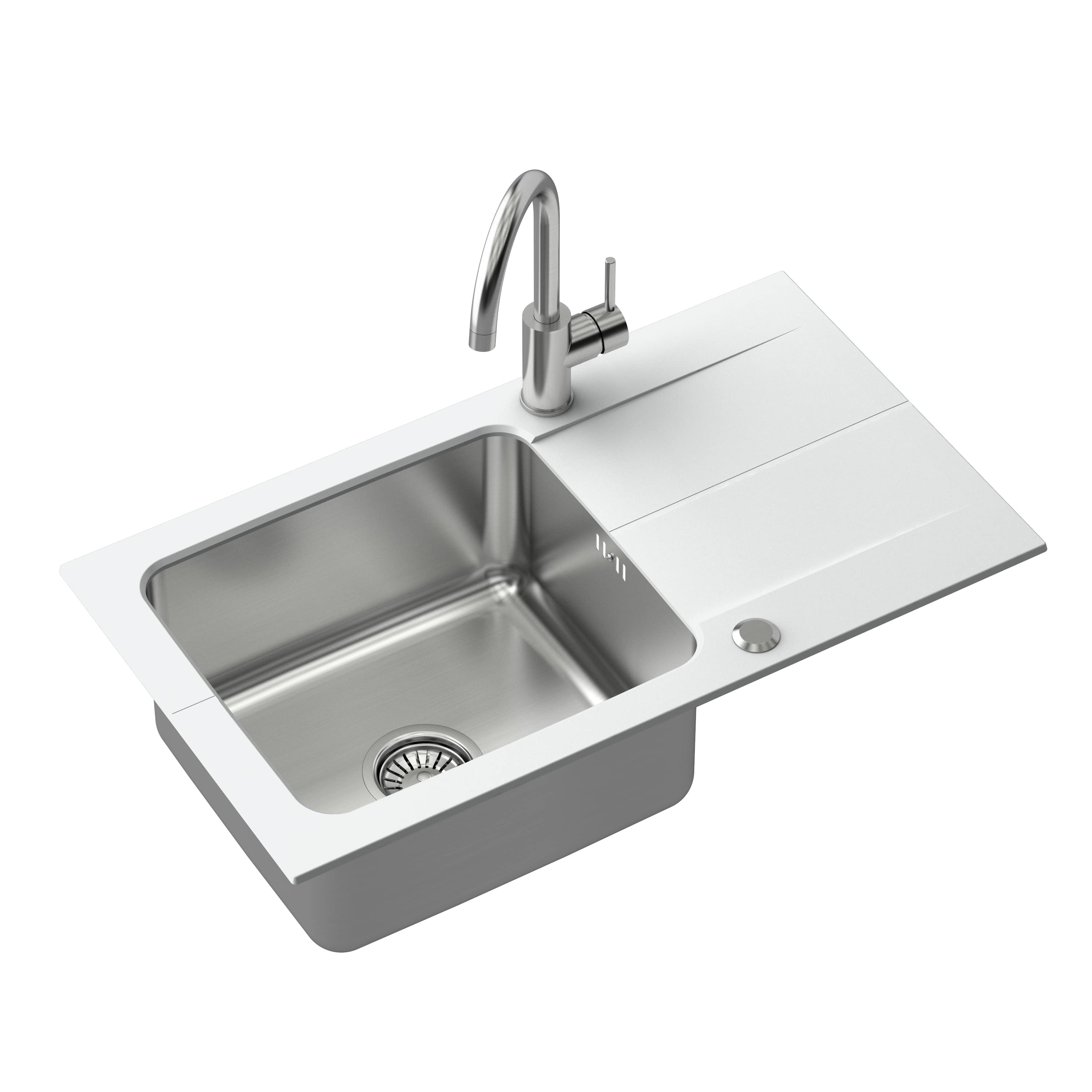 Quadron Edward fregadero de granito y acero 78x44 cm blanco FUS_E7844BI_3623500BS