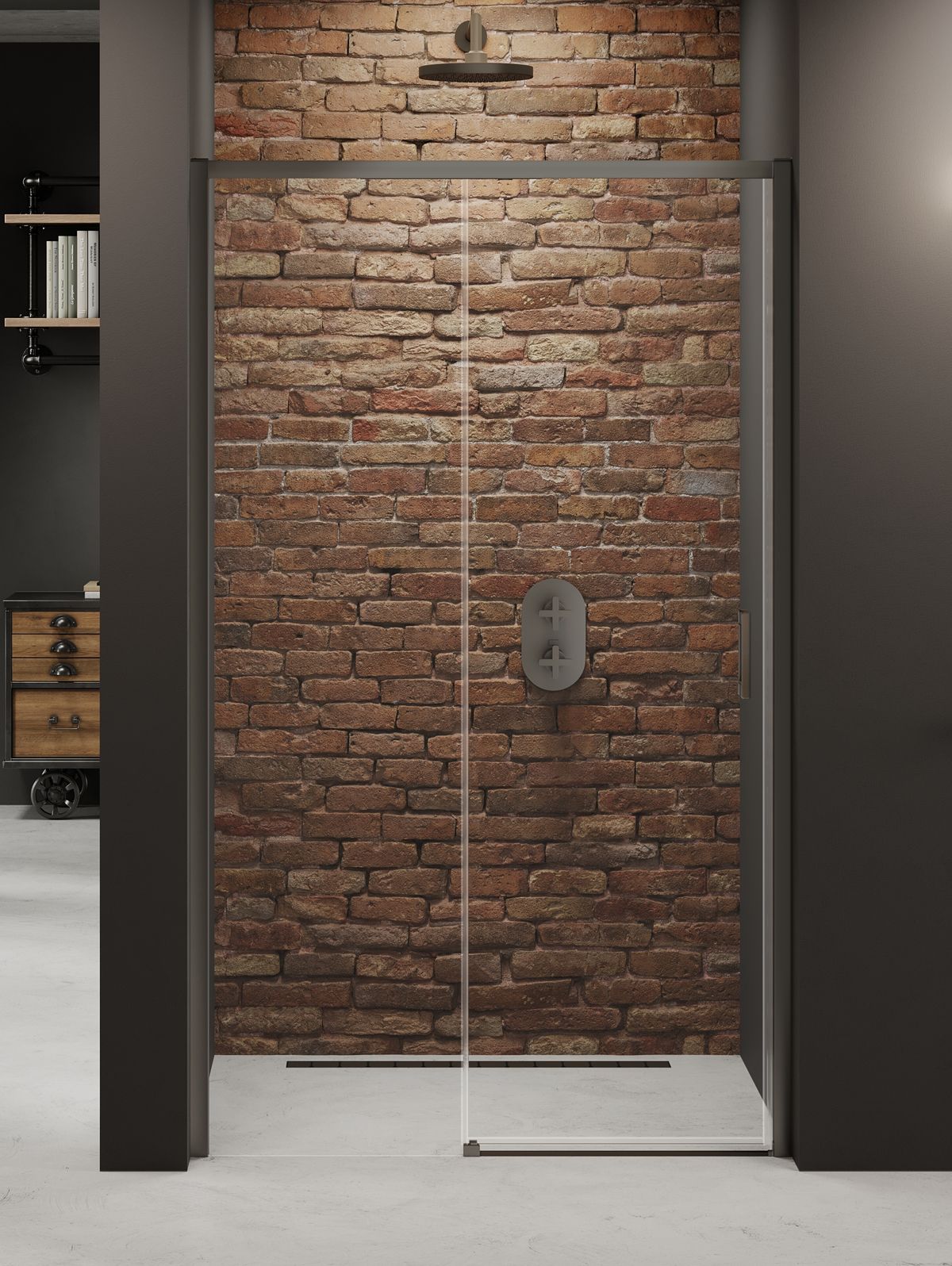 New Trendy Prime Gunmetal Brushed puerta de ducha 160 cm corredera gris metálico cepillado/vidrio transparente D-0897A