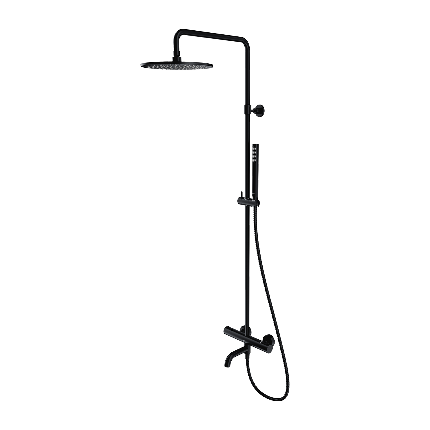 Omnires Y conjunto bañera/ducha a pared con termostato con rociador con efecto lluvia negro Y1234BL