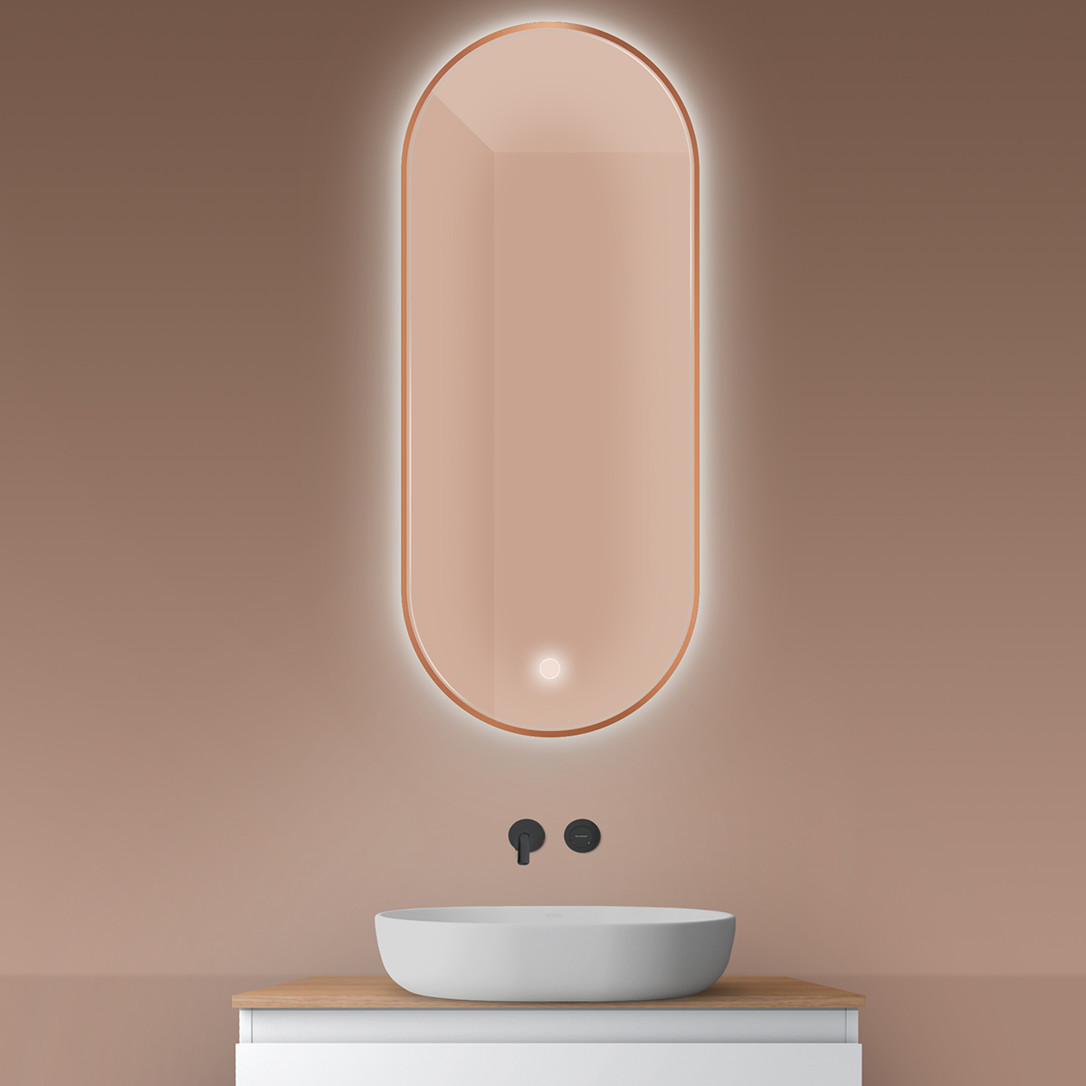 Oltens Nordlis espejo 50x120 cm oval con iluminación con lámina calefactora 64114610