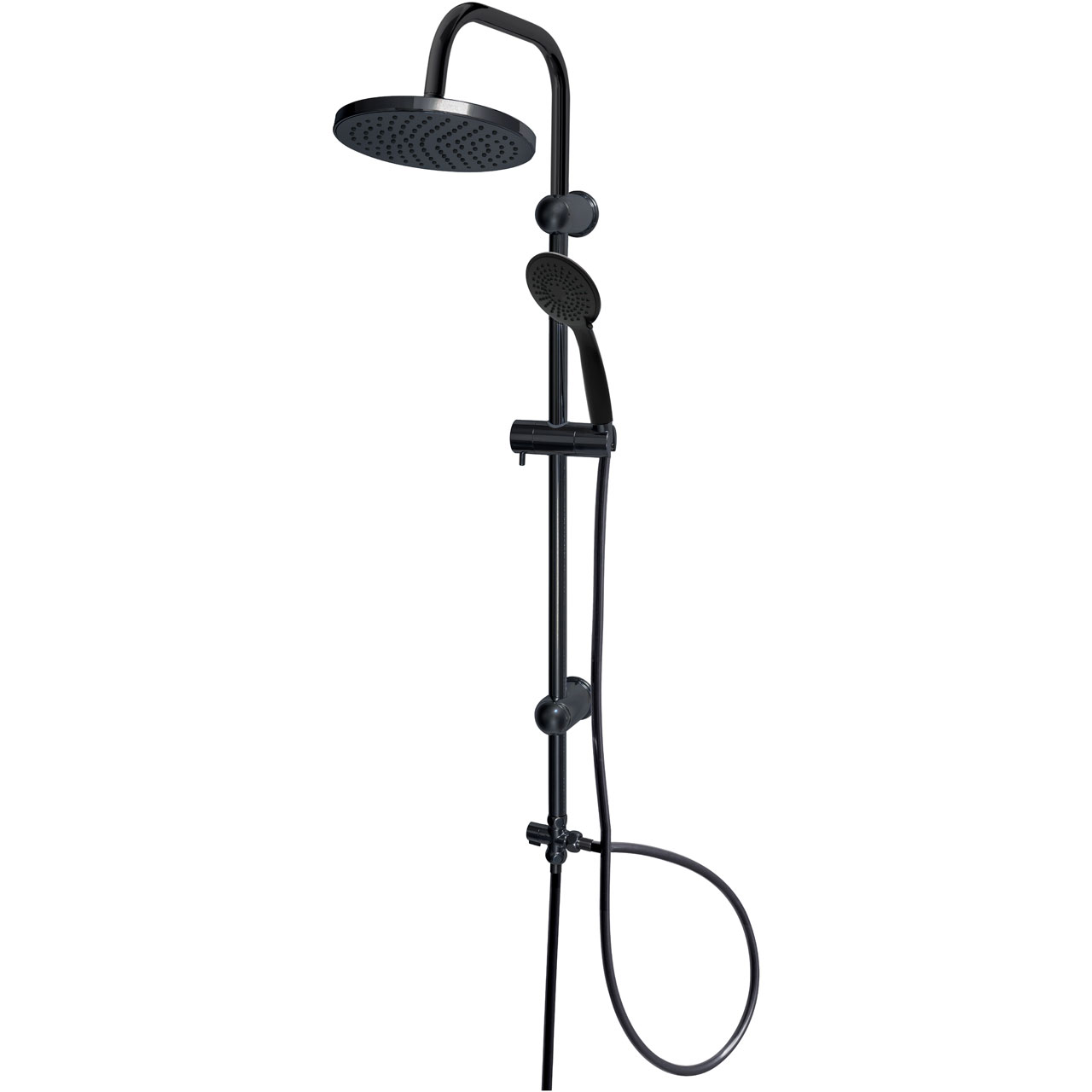 Duschy Flipper conjunto de ducha a pared con rociador con efecto lluvia negro 434-20