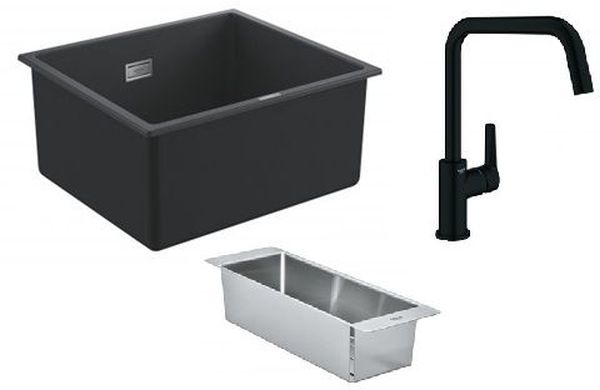 Conjunto fregadero de granito Grohe K700 31653AP0, grifo de cocina Grohe Start 304702430, 40852SD0