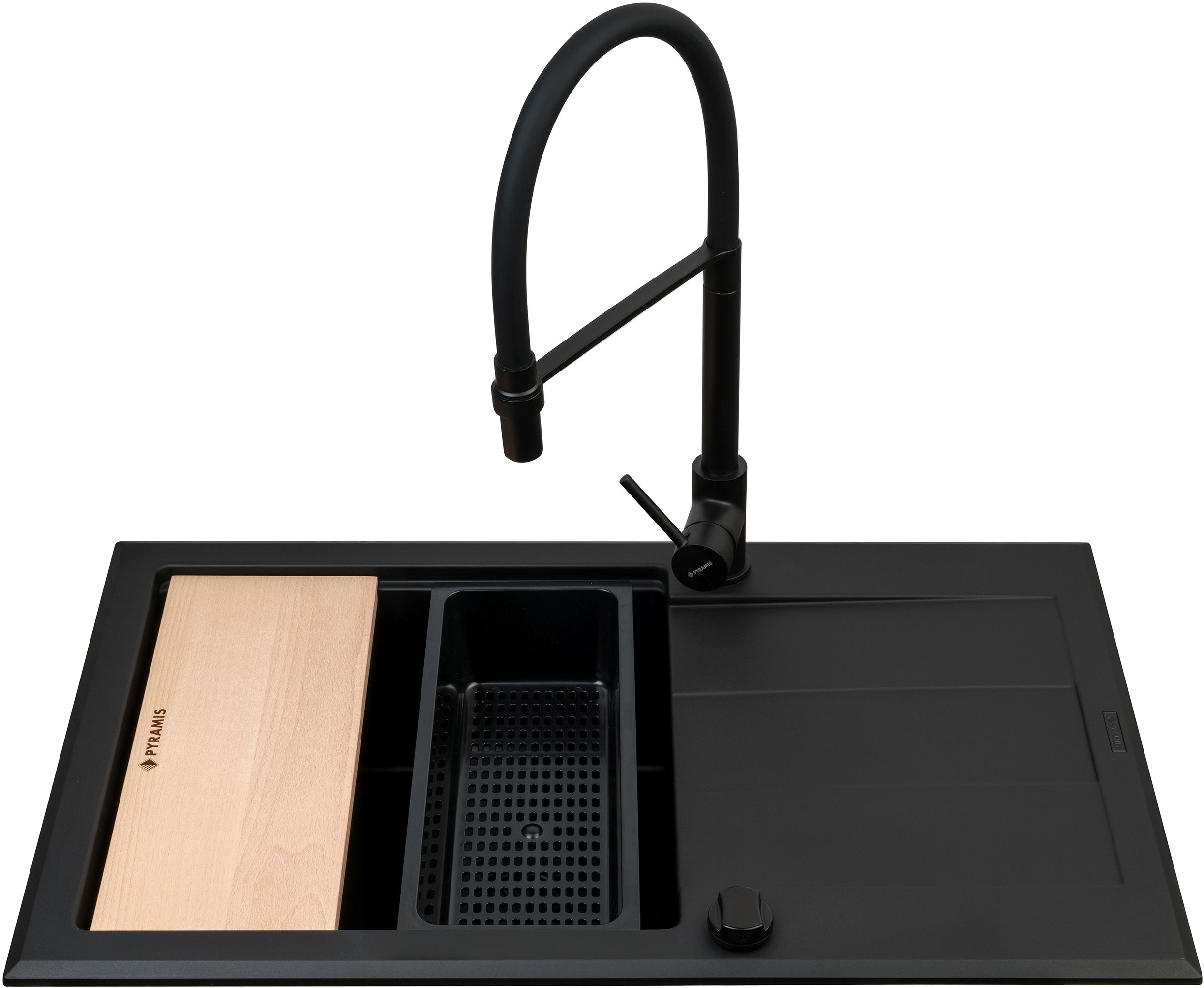 Pyramis Sparta Plus Lux fregadero con grifo negro/negro 070175802S
