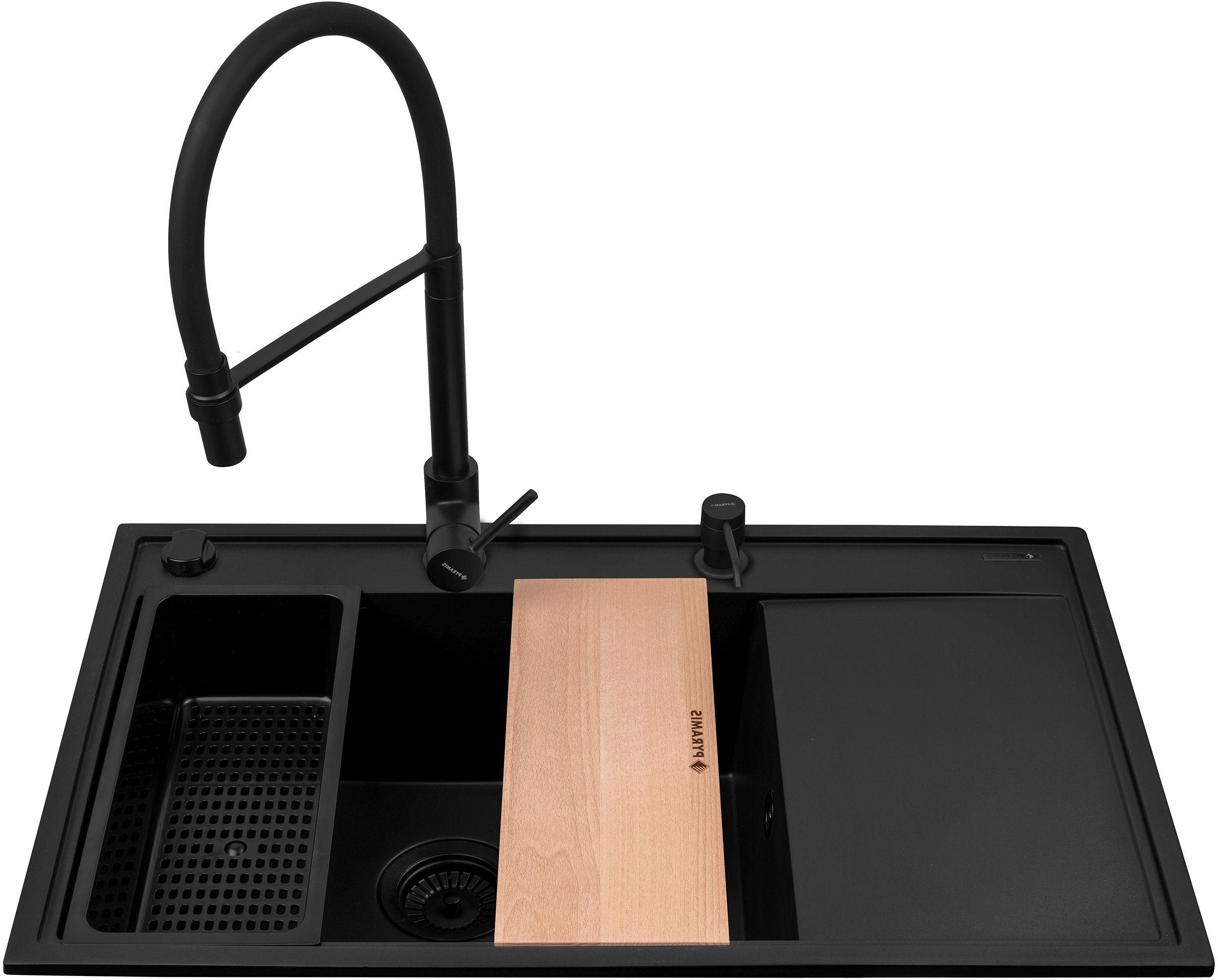 Pyramis Camea fregadero con grifo negro/negro 070168402S