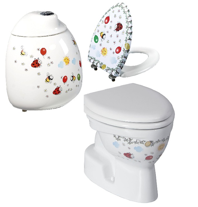 Conjunto taza de inodoro compacto Creavit Kid CK300-11CB00E-FF00, cisterna universal Creavit Kid CK400.00CB00E.FF00, KC0802.01.1
