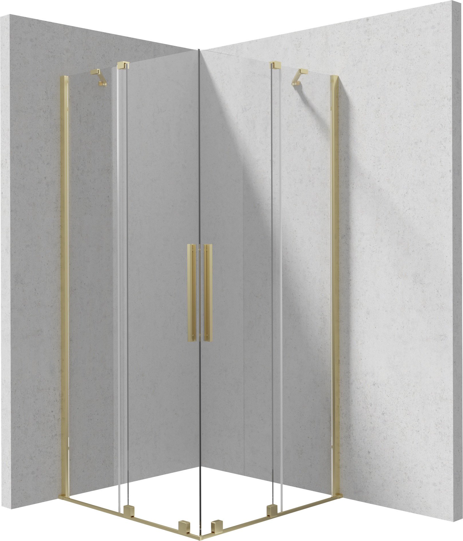 Deante Kerria Plus cabina de ducha 90x90 cm cuadrada oro cepillado/vidrio transparente KPNRP09P09