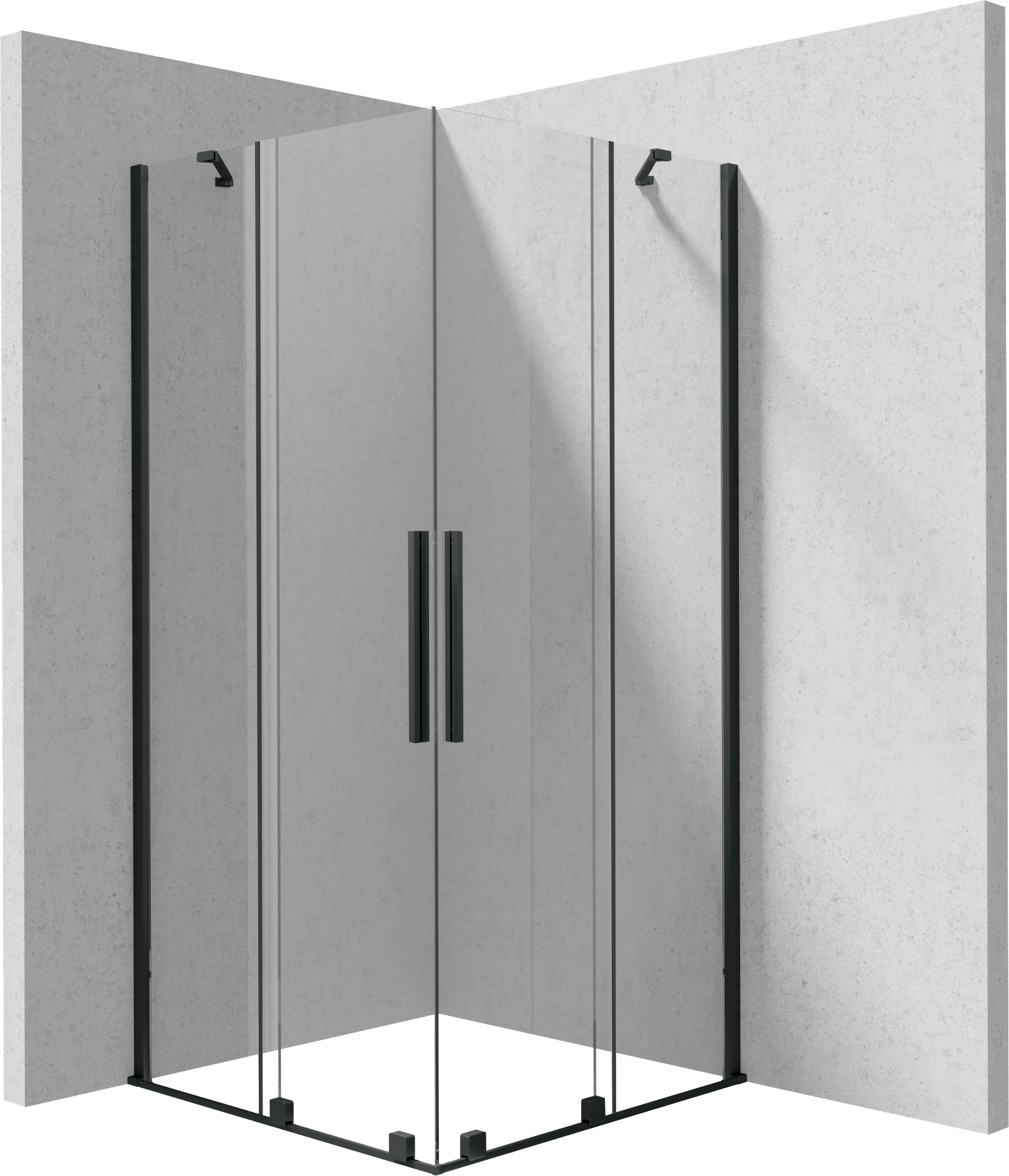 Deante Kerria Plus cabina de ducha 90x90 cm cuadrada negro mate/vidrio transparente KPNNP09P09