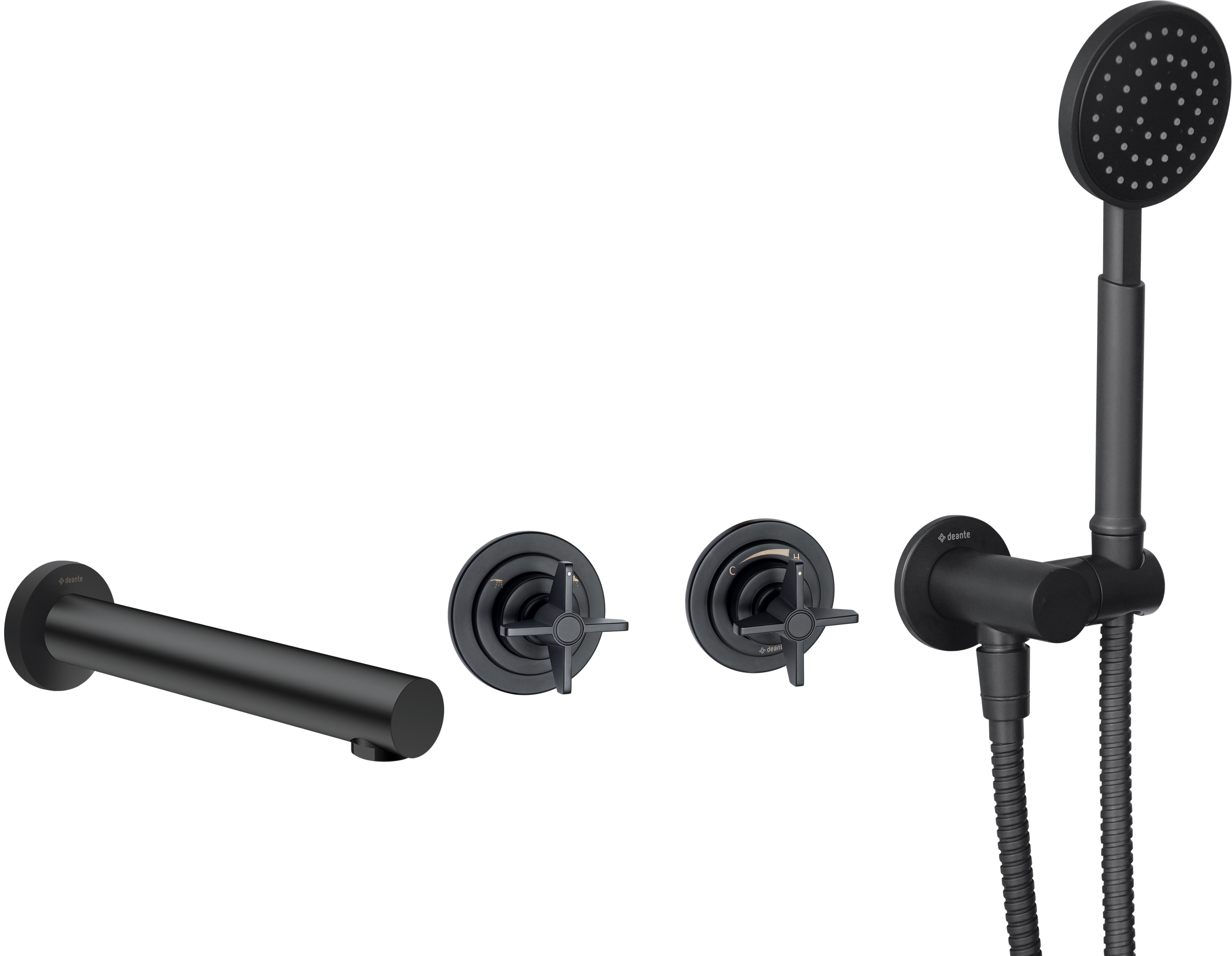 Deante Temisto grifo de bañera y ducha empotrado negro BQT_N18P