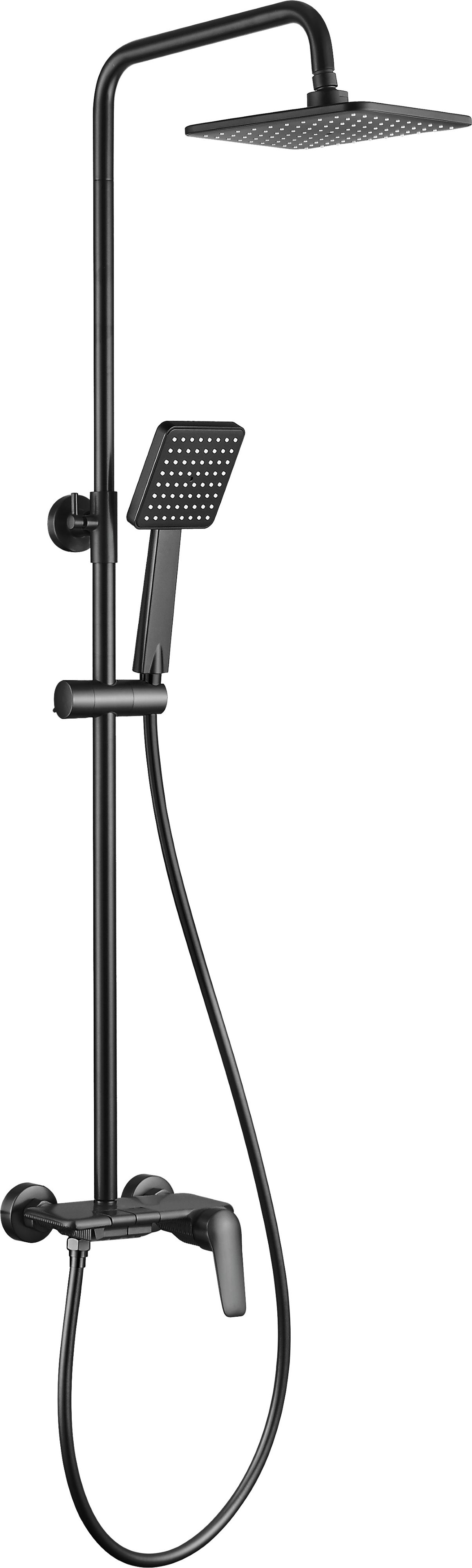 Deante Boro conjunto de ducha a pared con rociador con efecto lluvia negro NER_N4PM