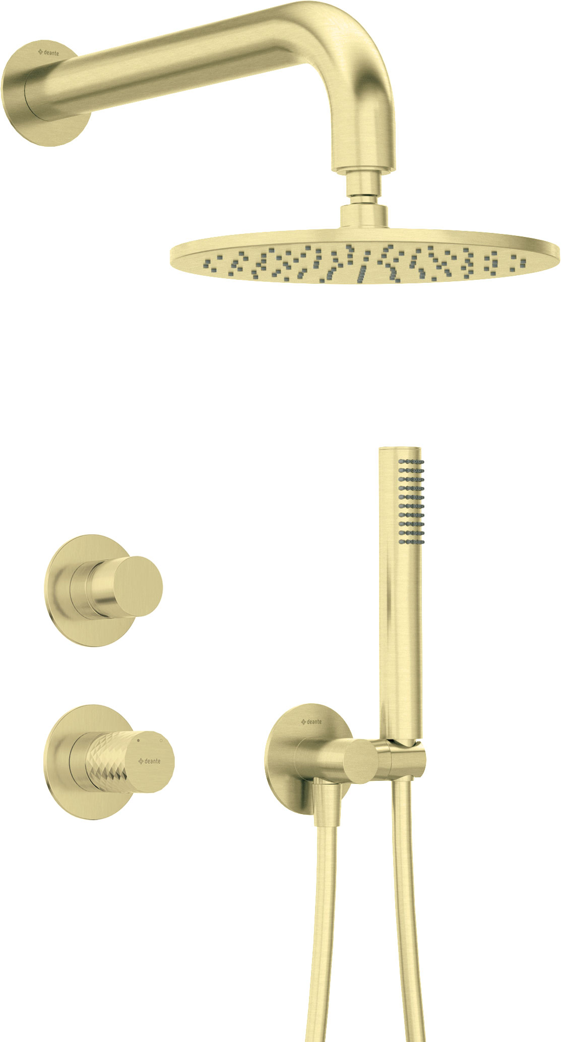 Deante Silia Hexa conjunto de ducha empotrado con rociador con efecto lluvia oro NHS_R9YK