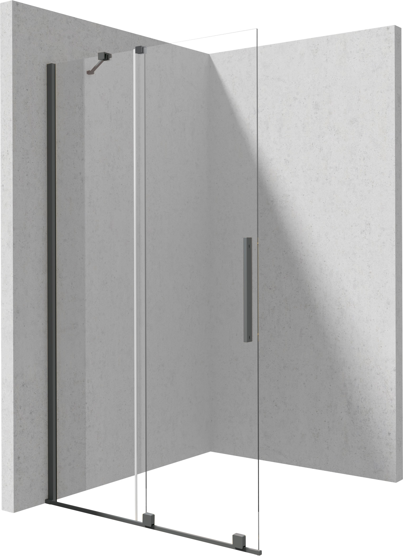 Deante Prizma mampara de ducha walk-in 140 cm grafito cepillado/vidrio transparente KTJ_D34R