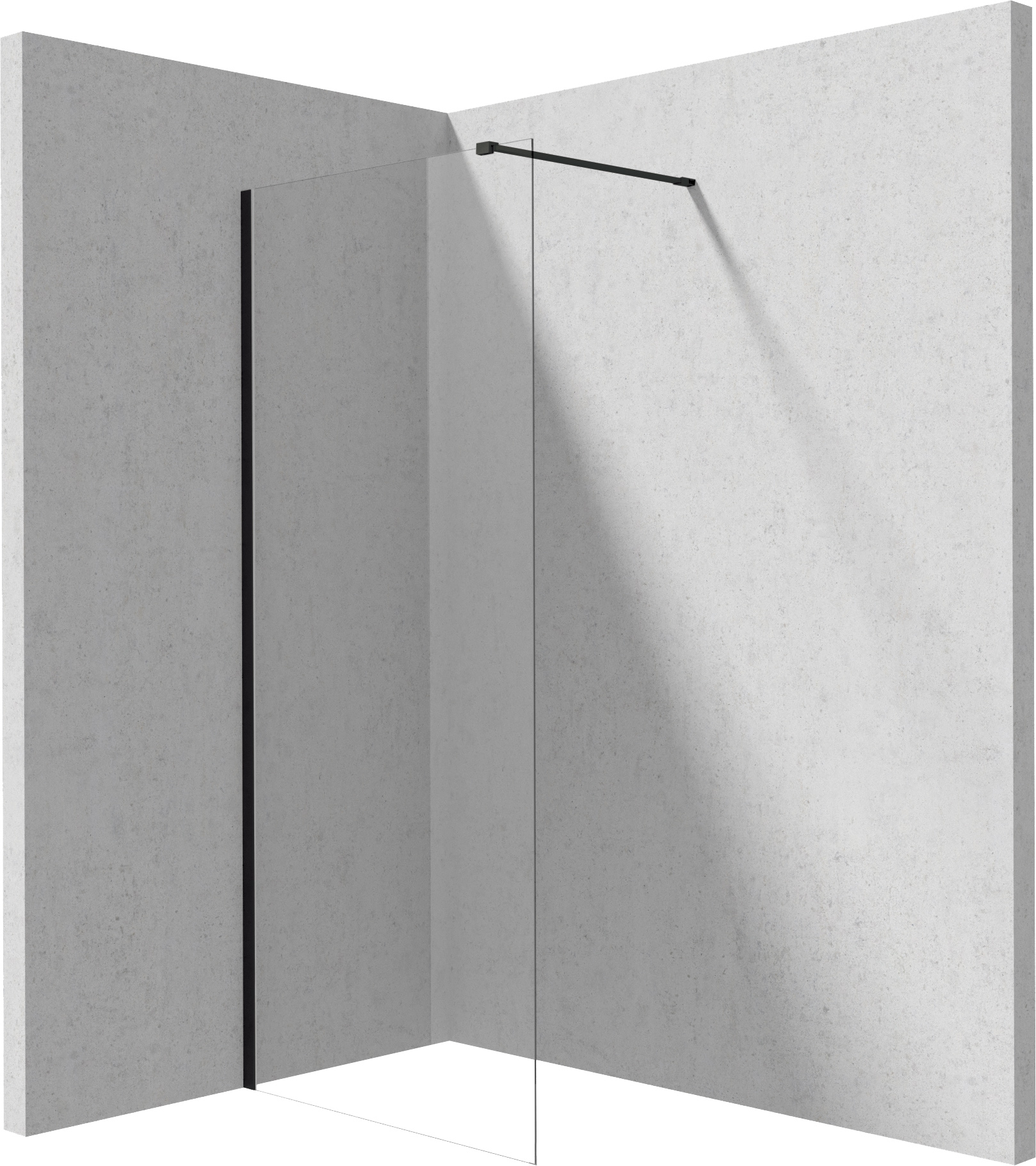 Deante Prizma mampara de ducha walk-in 70 cm negro mate/vidrio transparente KTJ_N37P
