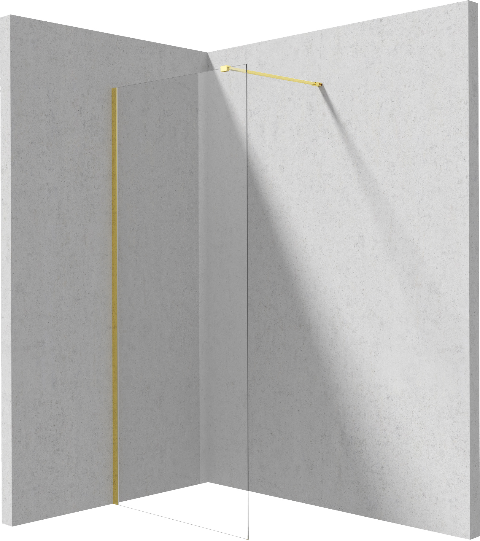 Deante Prizma mampara de ducha walk-in 100 cm oro brillante/vidrio transparente KTJ_Z30P