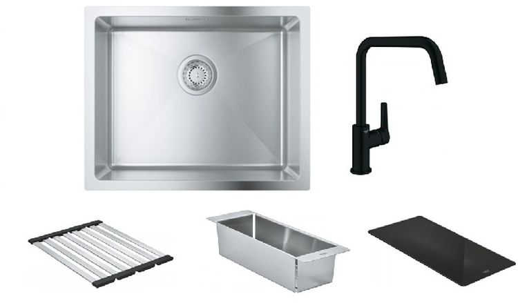 Conjunto fregadero de acero Grohe K700 31574SD1, grifo de cocina Grohe Start 304702430, 40852SD0, 40856SD0, 40786K00