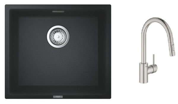 Conjunto grifo de cocina Grohe Concetto 31483DC2, fregadero de granito Grohe K700 31653AP0