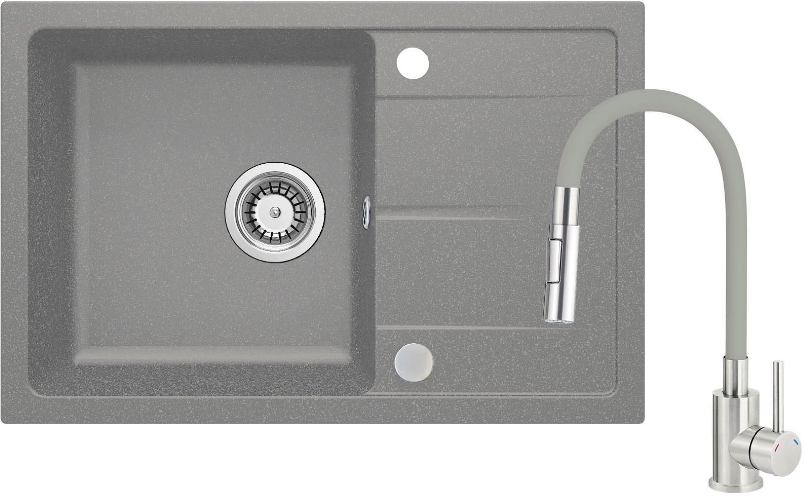 Deante Leda fregadero con grifo gris/acero ZRDGS113