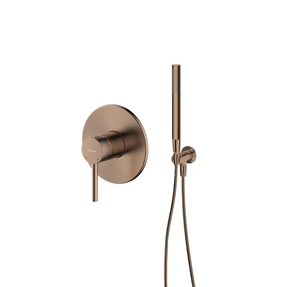 Conjunto grifo para ducha Oltens Molle 33100610, conector angular con soporte Oltens Hvita 39304610, 37102610, 37200610