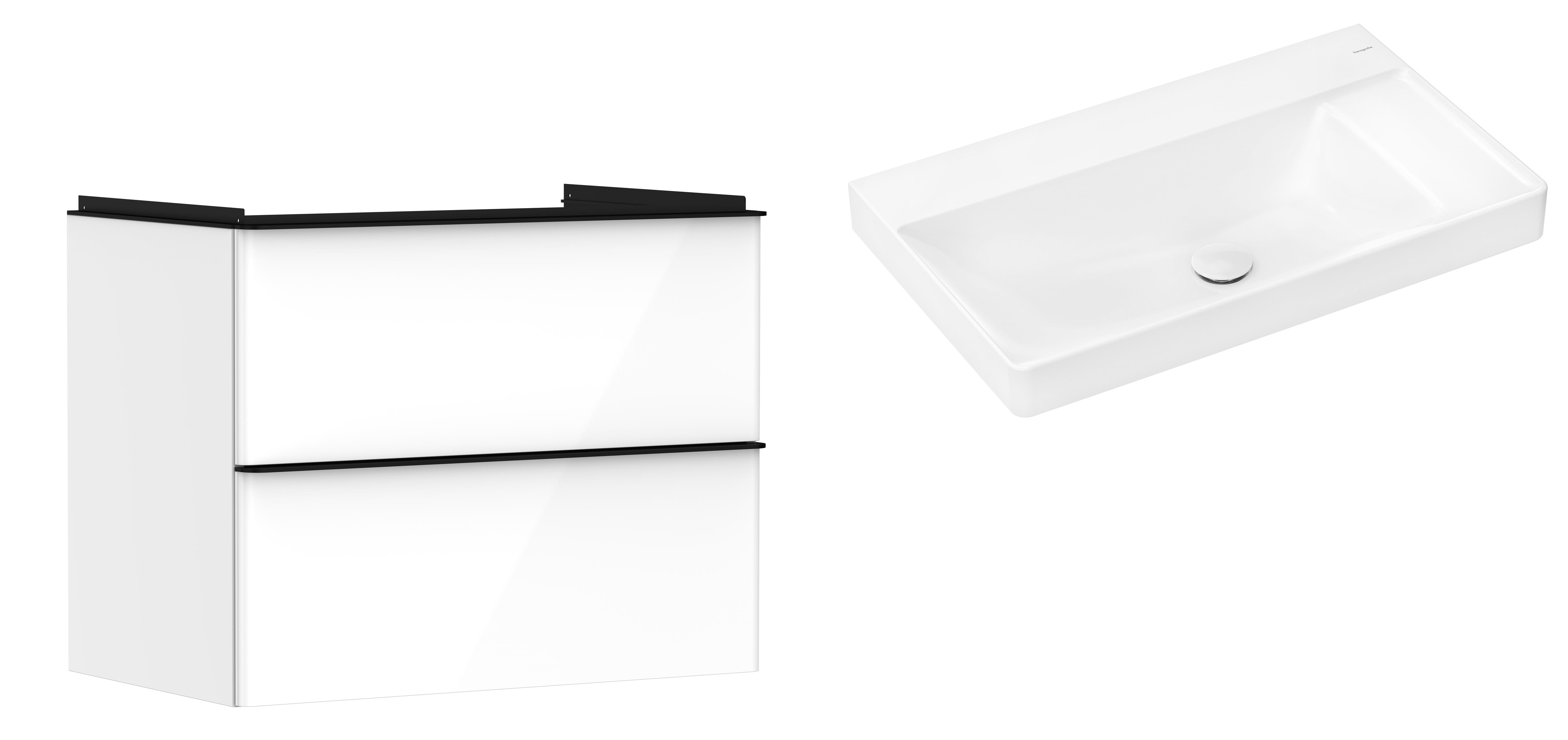 Conjunto armario Hansgrohe Xelu Q 54027670, lavabo Hansgrohe Xelu Q 61026450