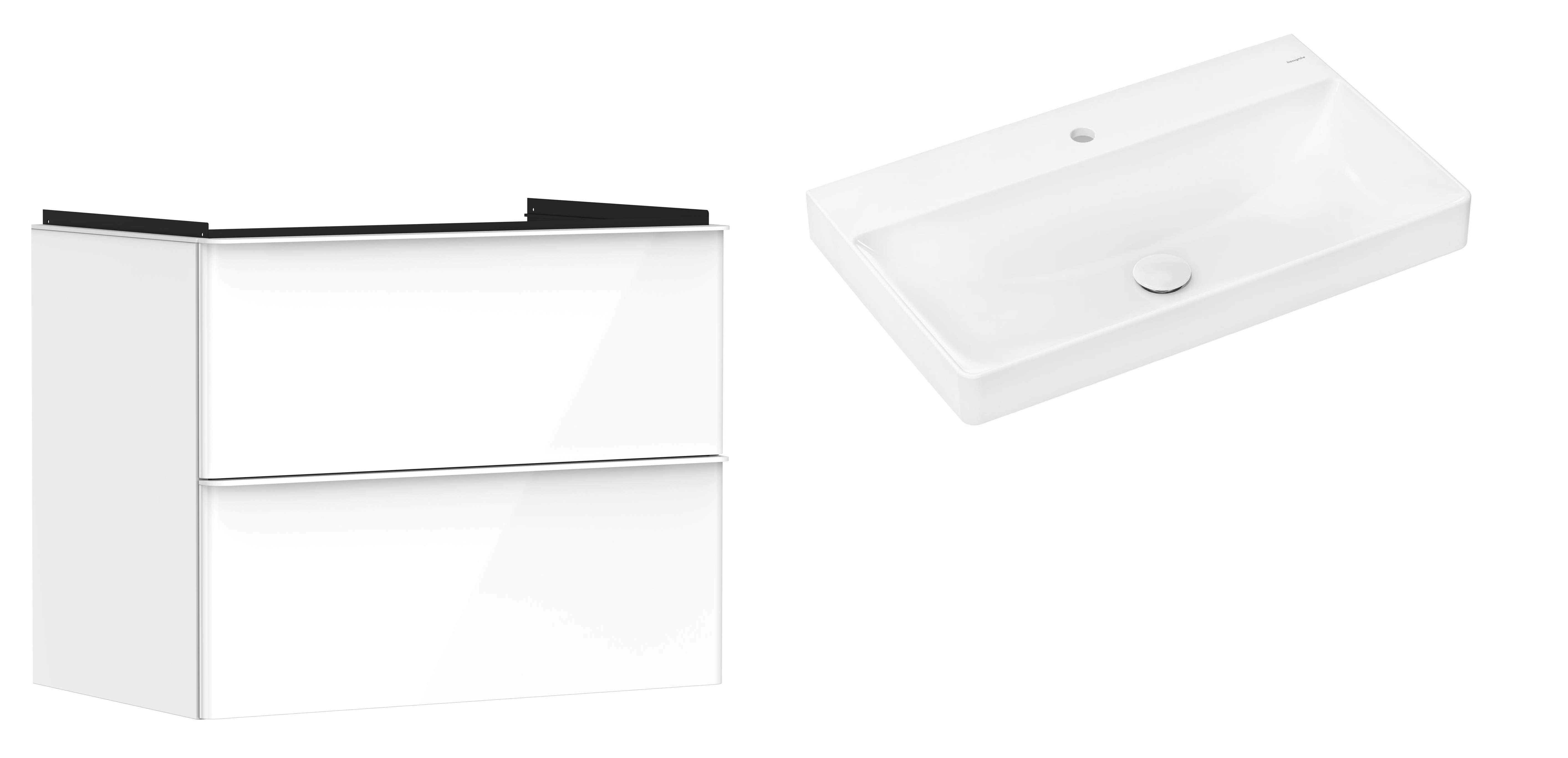 Conjunto armario Hansgrohe Xelu Q 54027700, lavabo Hansgrohe Xelu Q 61020450