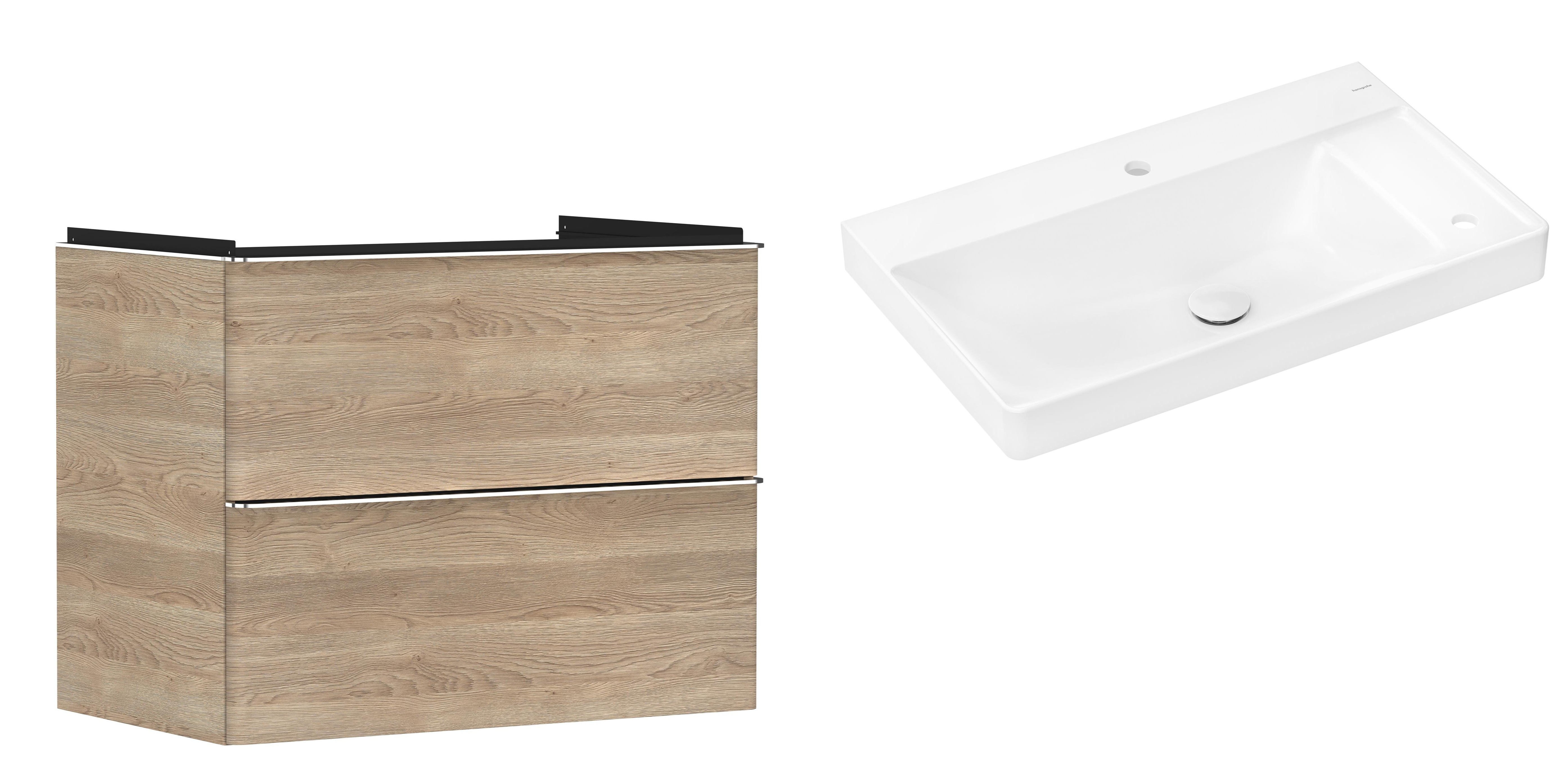 Conjunto armario Hansgrohe Xelu Q 54029000, lavabo Hansgrohe Xelu Q 61025450