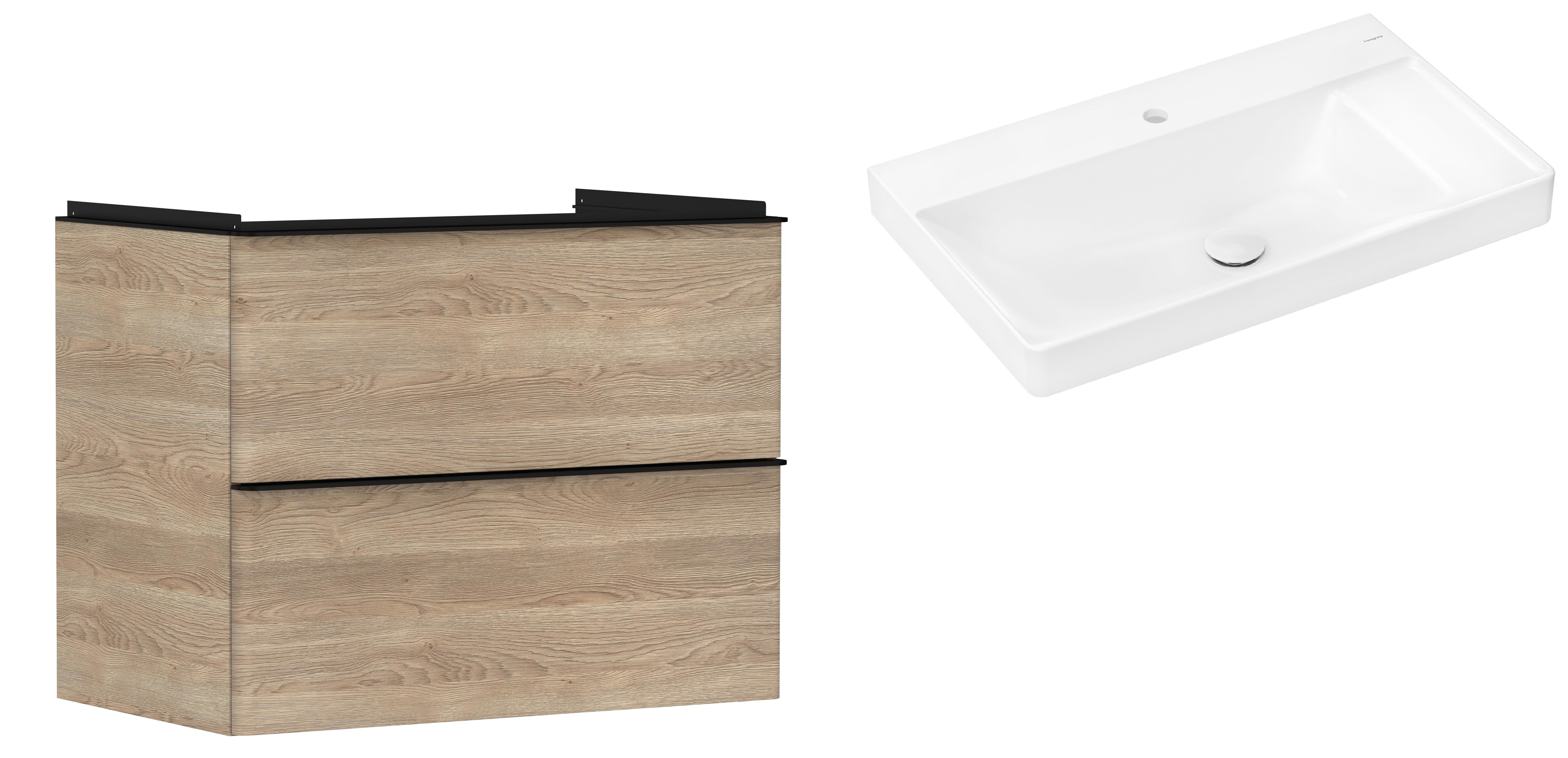 Conjunto armario Hansgrohe Xelu Q 54029670, lavabo Hansgrohe Xelu Q 61024450