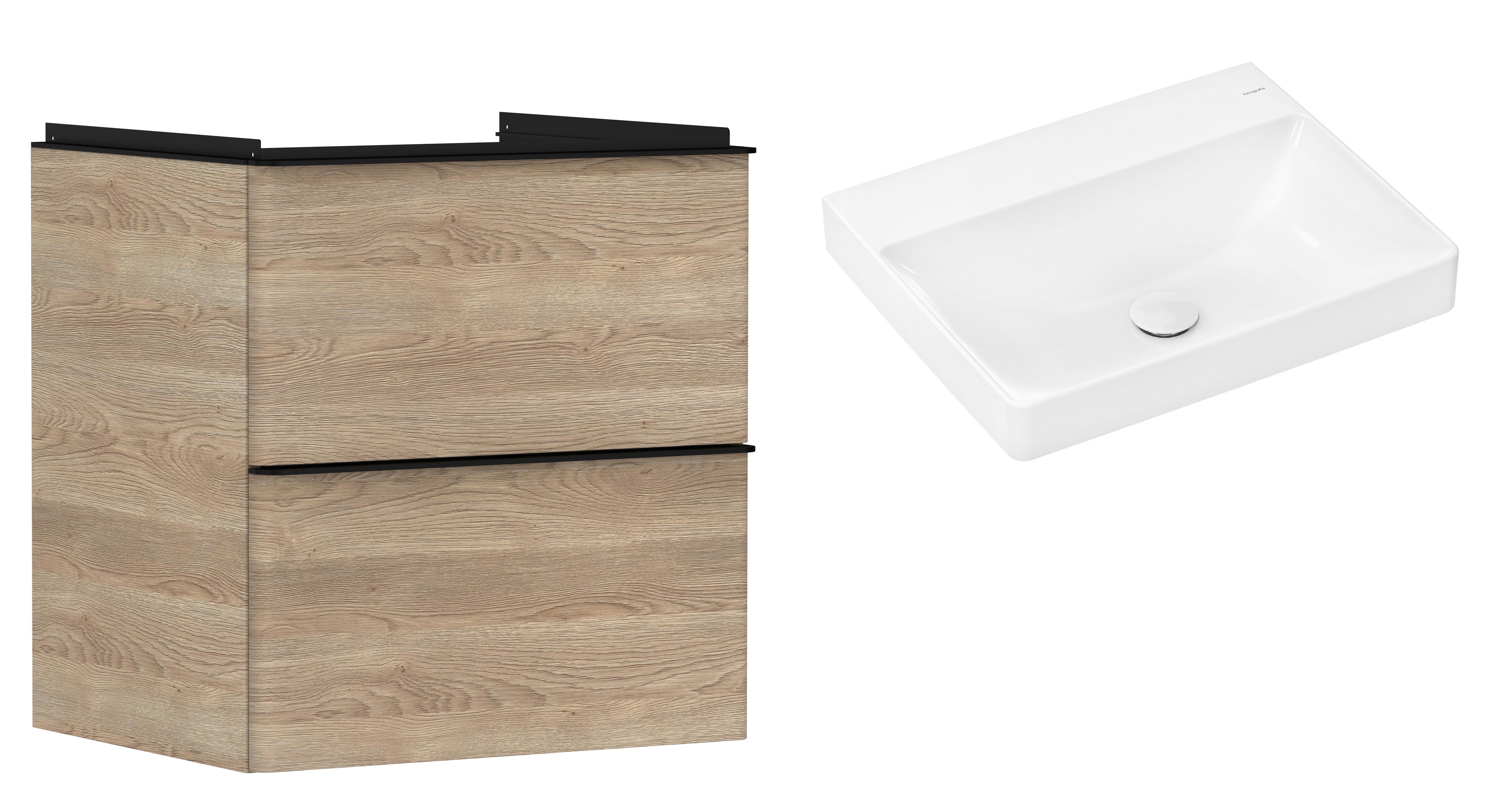 Conjunto armario Hansgrohe Xelu Q 54025670, lavabo Hansgrohe Xelu Q 61017450