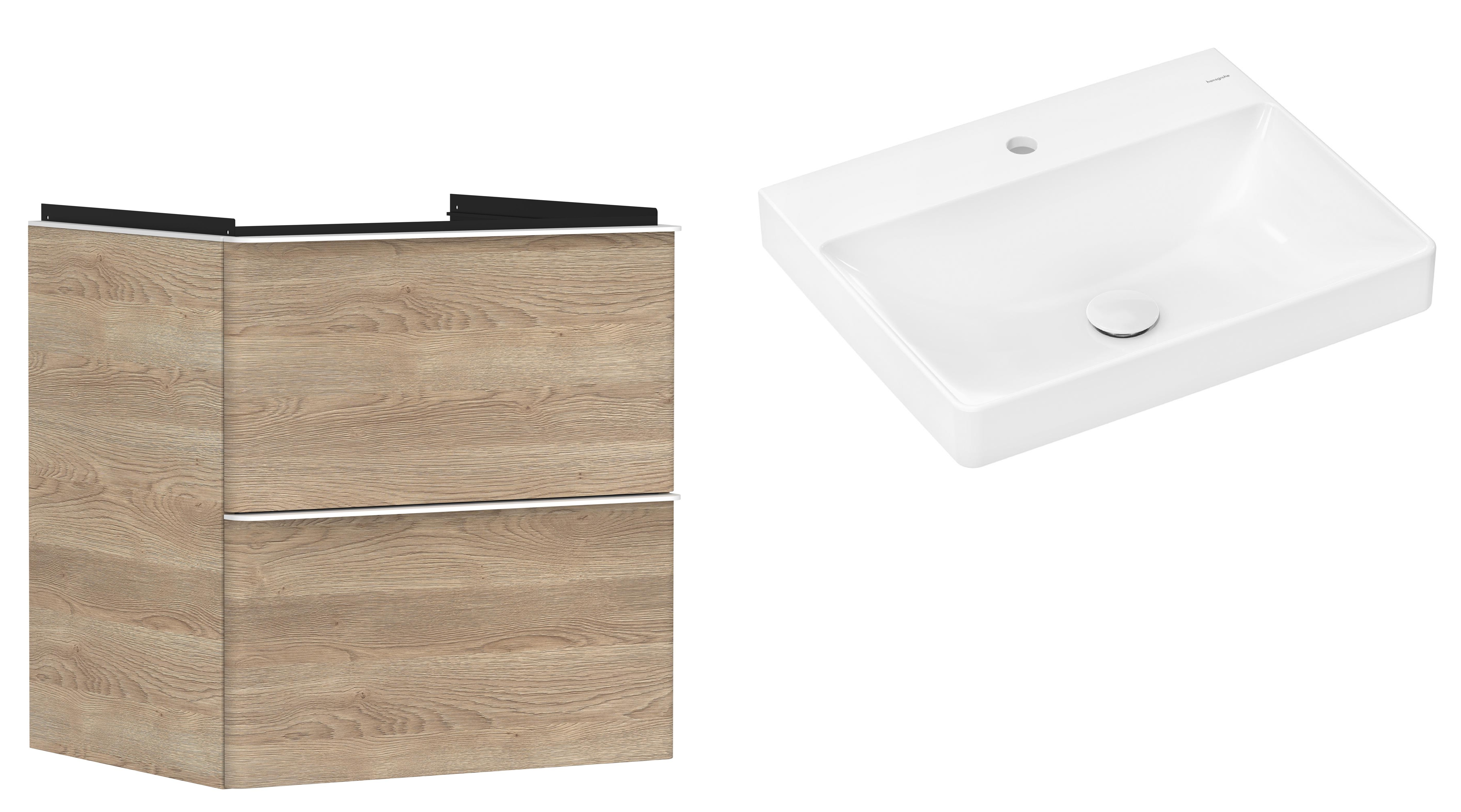 Conjunto armario Hansgrohe Xelu Q 54025700, lavabo Hansgrohe Xelu Q 61016450