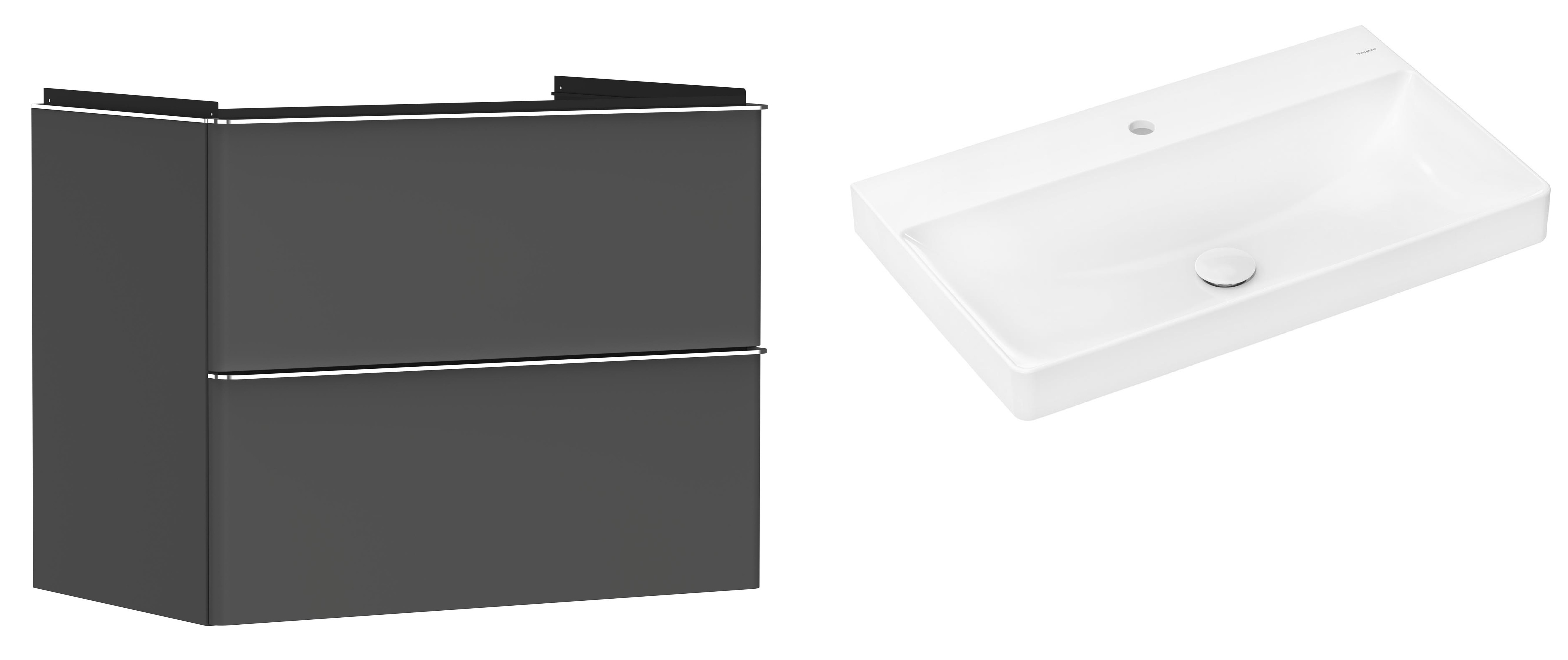 Conjunto armario Hansgrohe Xelu Q 54028000, lavabo Hansgrohe Xelu Q 61020450