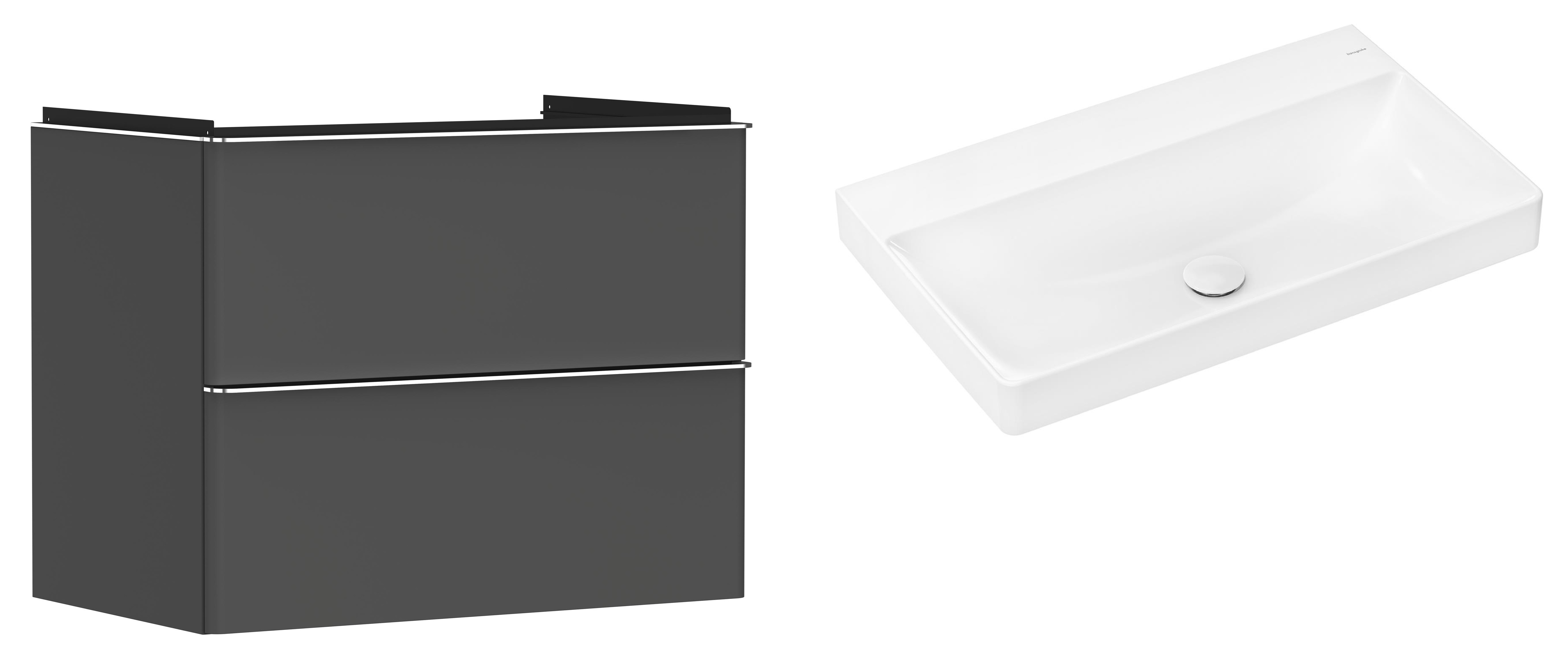 Conjunto armario Hansgrohe Xelu Q 54028000, lavabo Hansgrohe Xelu Q 61021450