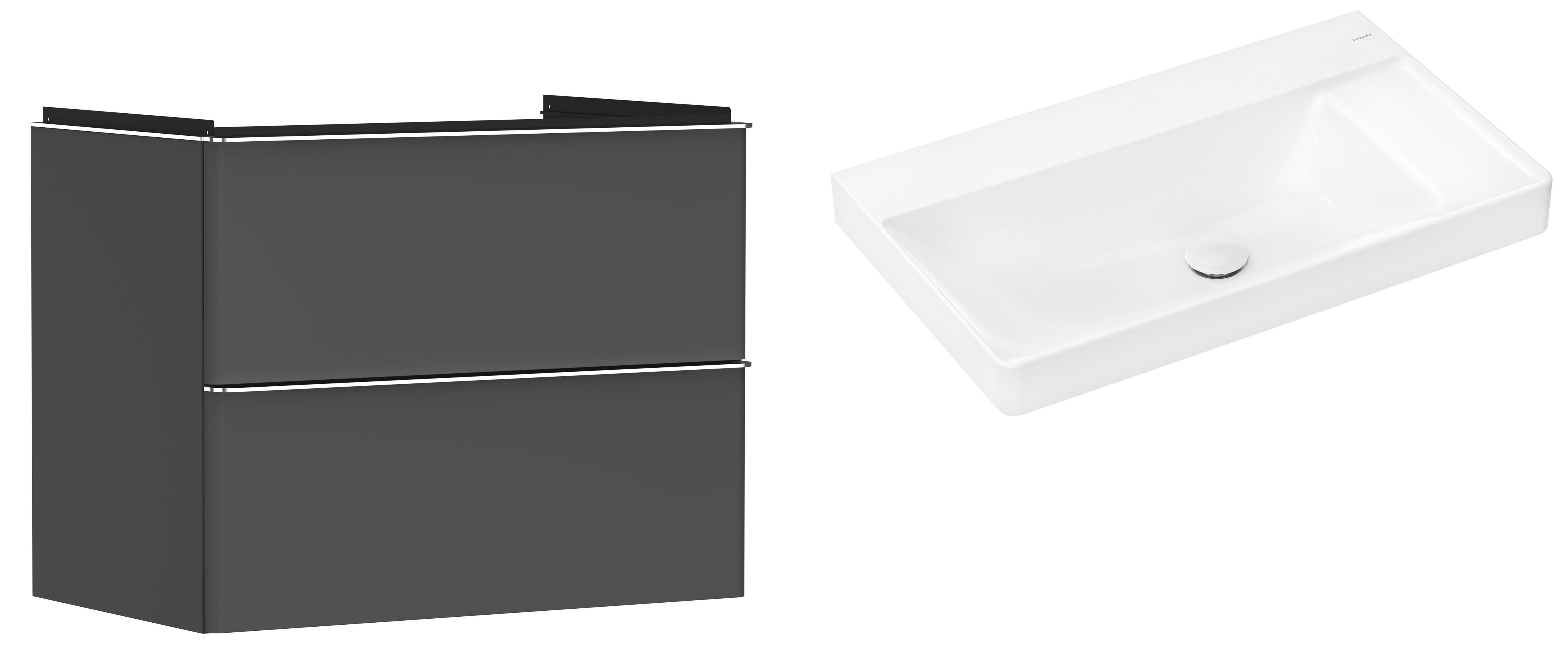 Conjunto armario Hansgrohe Xelu Q 54028000, lavabo Hansgrohe Xelu Q 61026450