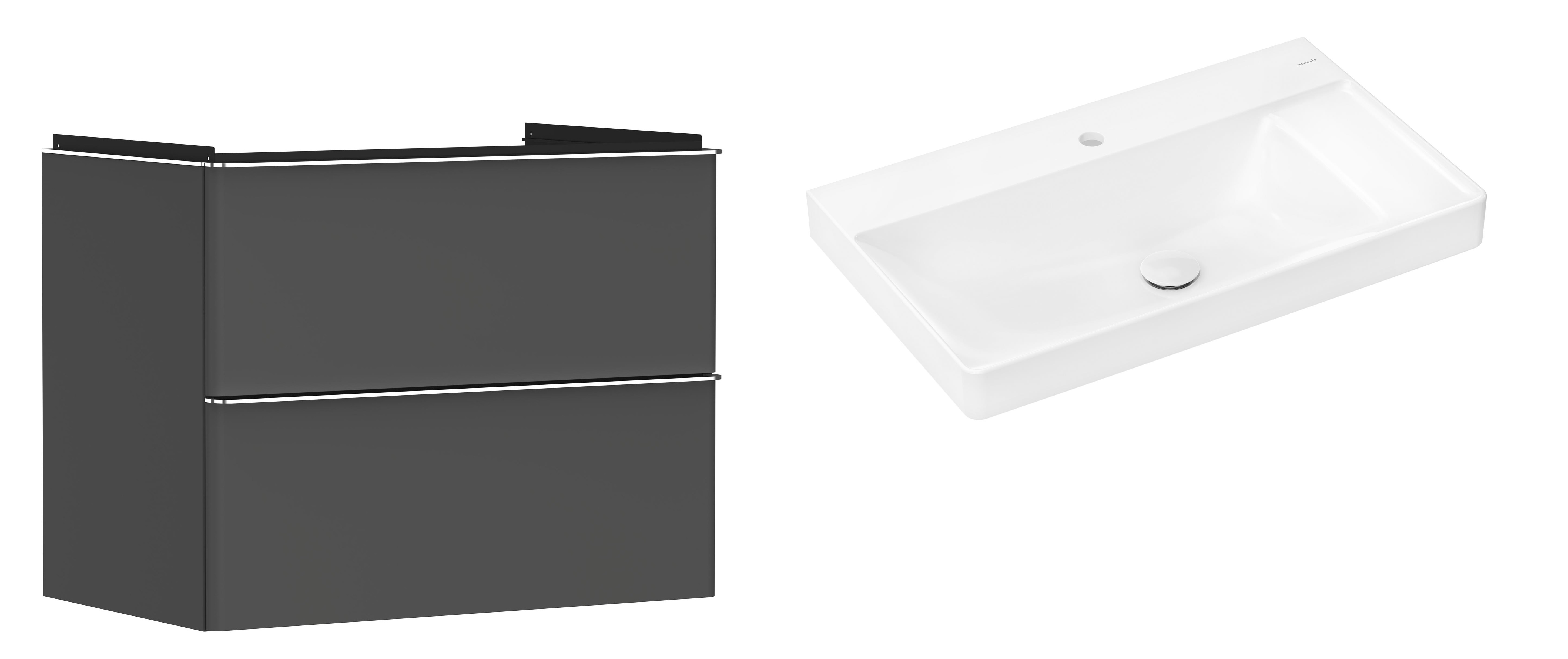 Conjunto armario Hansgrohe Xelu Q 54028000, lavabo Hansgrohe Xelu Q 61024450