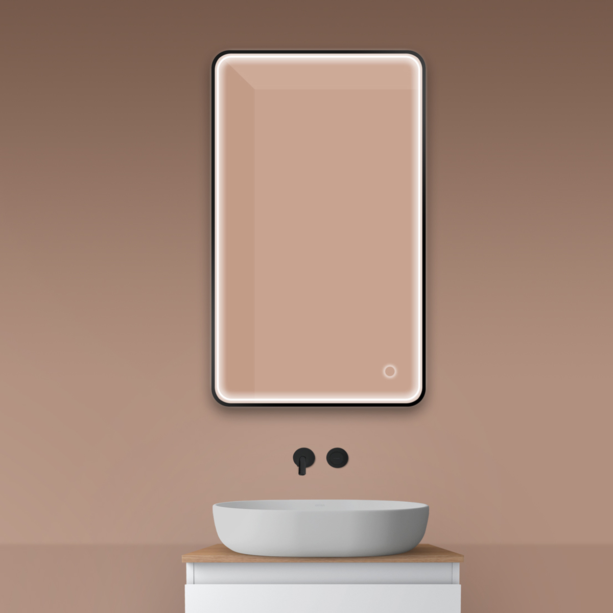 Oltens Nordlis espejo 60x100 cm rectangular con iluminación con lámina calefactora negro 64117300