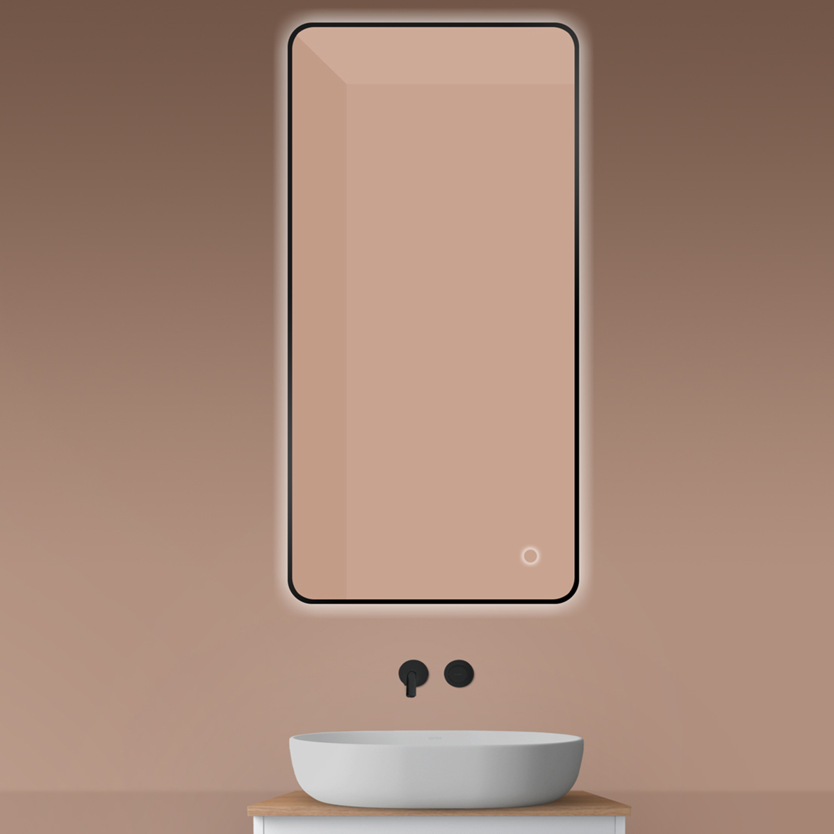 Oltens Nordlis espejo 60x120 cm rectangular con iluminación con lámina calefactora negro 64121300