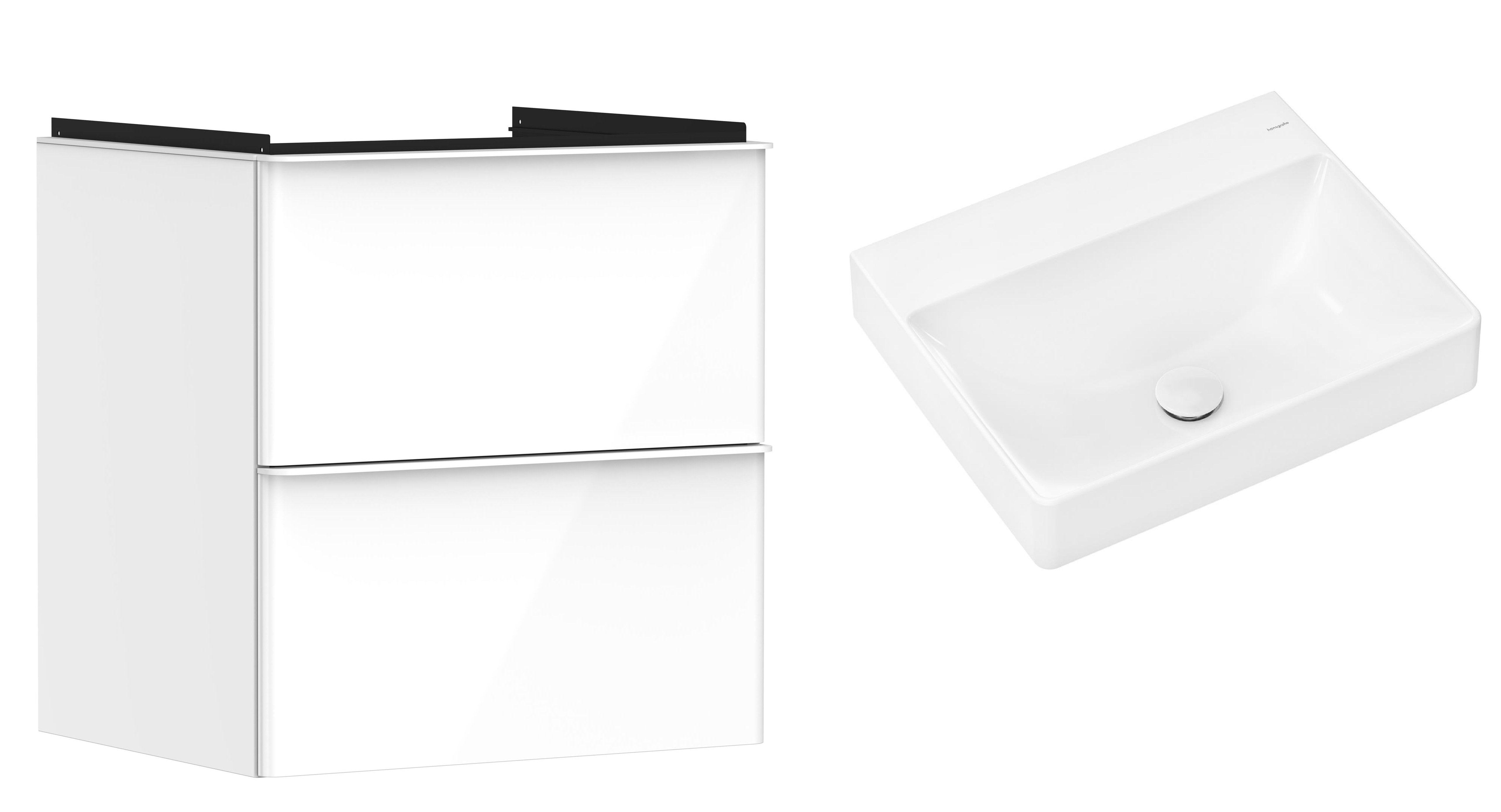 Conjunto armario Hansgrohe Xelu Q 54023700, lavabo Hansgrohe Xelu Q 61017450