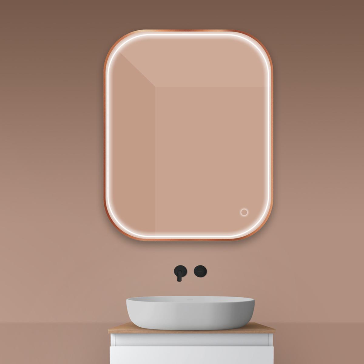 Oltens Nordlis espejo 80x100 cm rectangular con iluminación con lámina calefactora 64124610