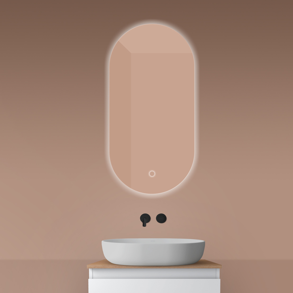 Oltens Nordlis espejo 50x100 cm oval con iluminación con lámina calefactora 64129000