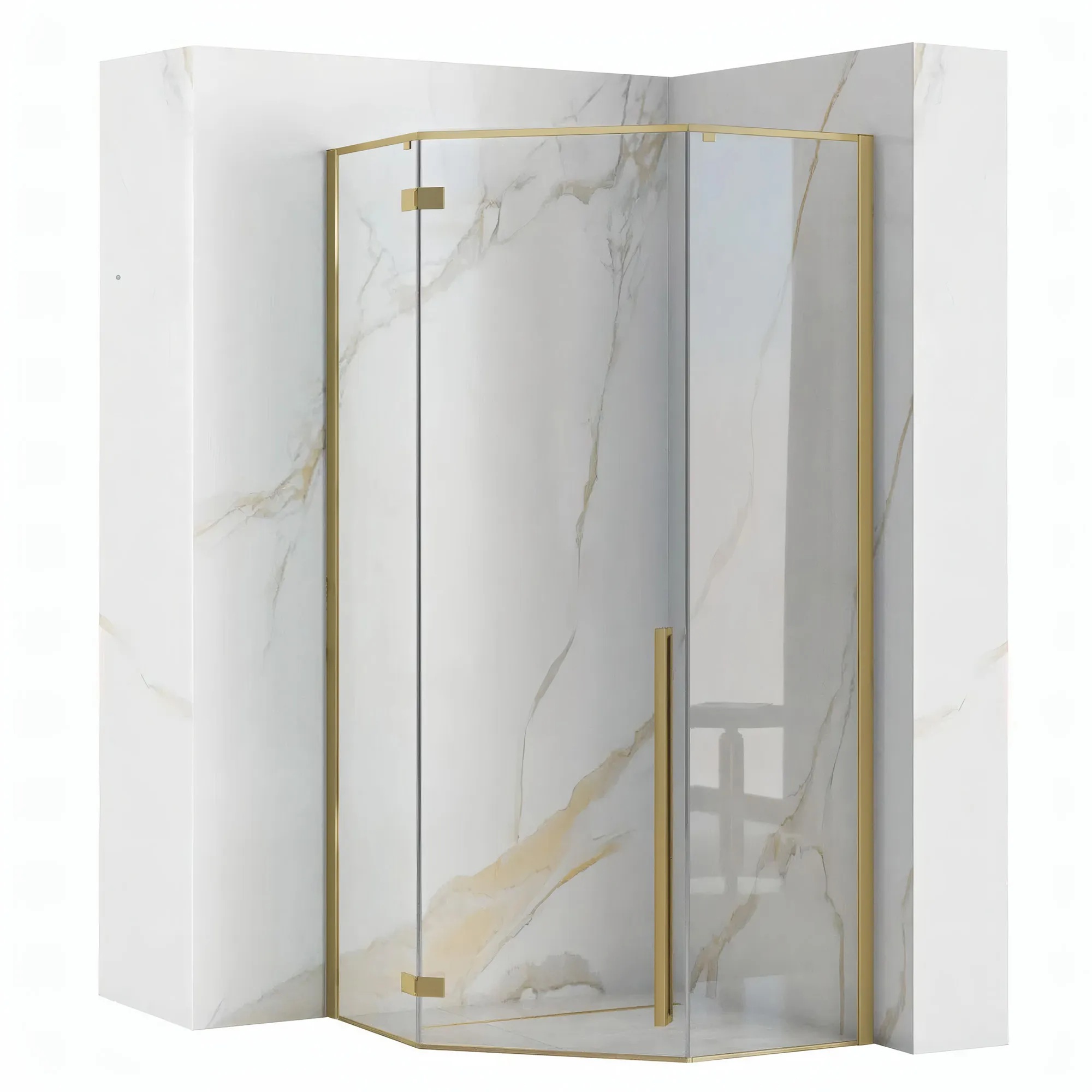 Rea Diamond cabina de ducha 90.5x90.5 cm oro cepillado/vidrio transparente REA-K6506