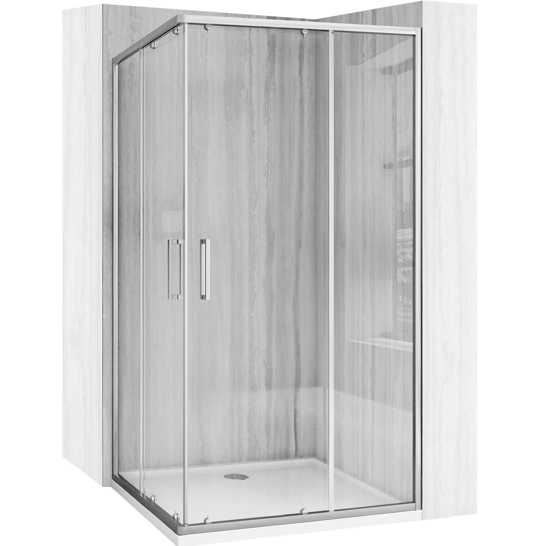 Rea City cabina de ducha 87.5x87.5 cm cuadrada plata cepillado/vidrio transparente REAK6496