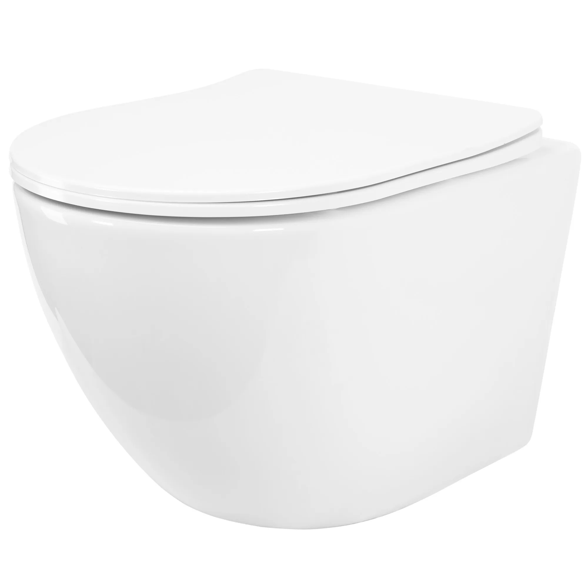 Rea Carlo Mini taza de inodoro suspendido sin reborde con descarga de remolino blanco brillante REAC1260