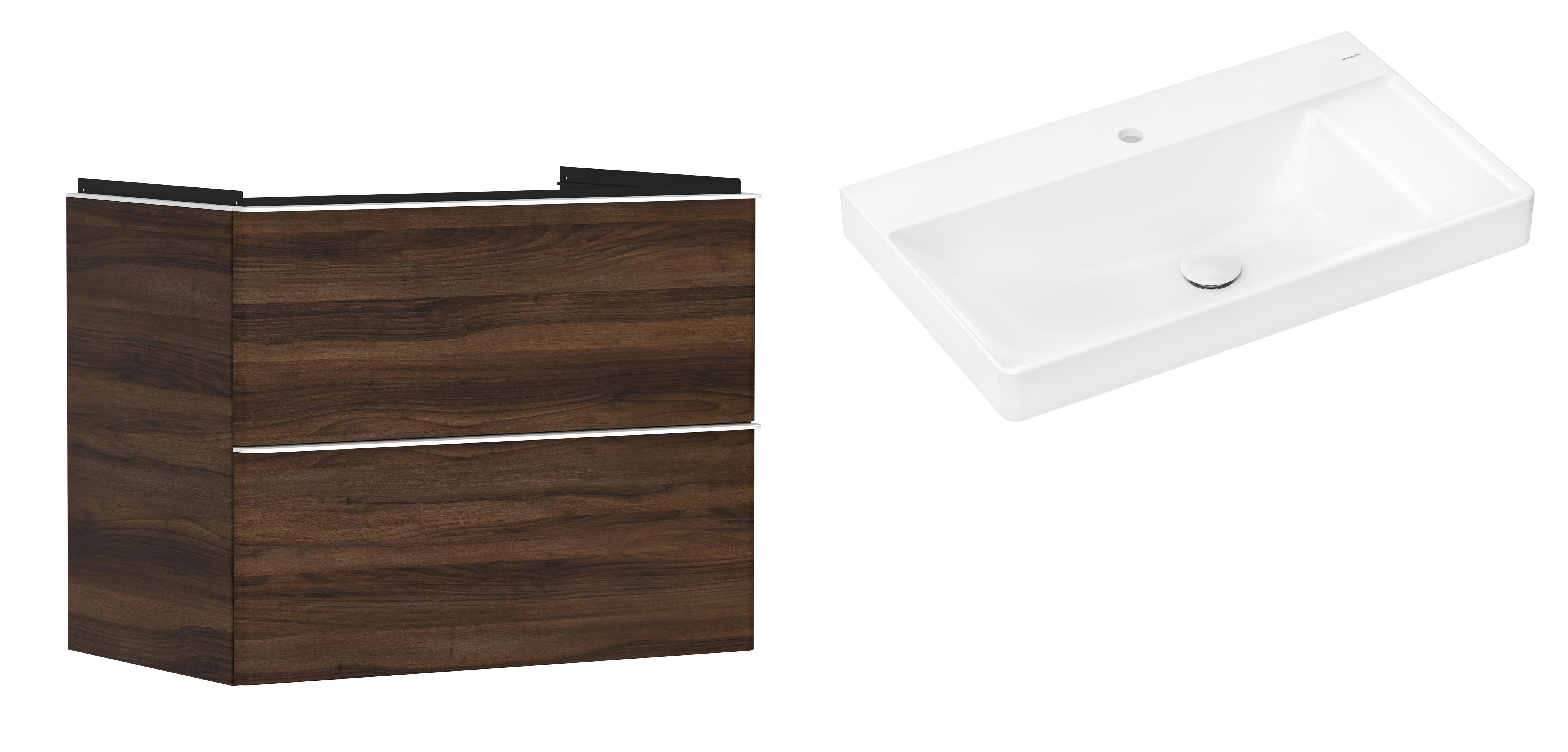 Conjunto armario Hansgrohe Xelu Q 54030700, lavabo Hansgrohe Xelu Q 61024450