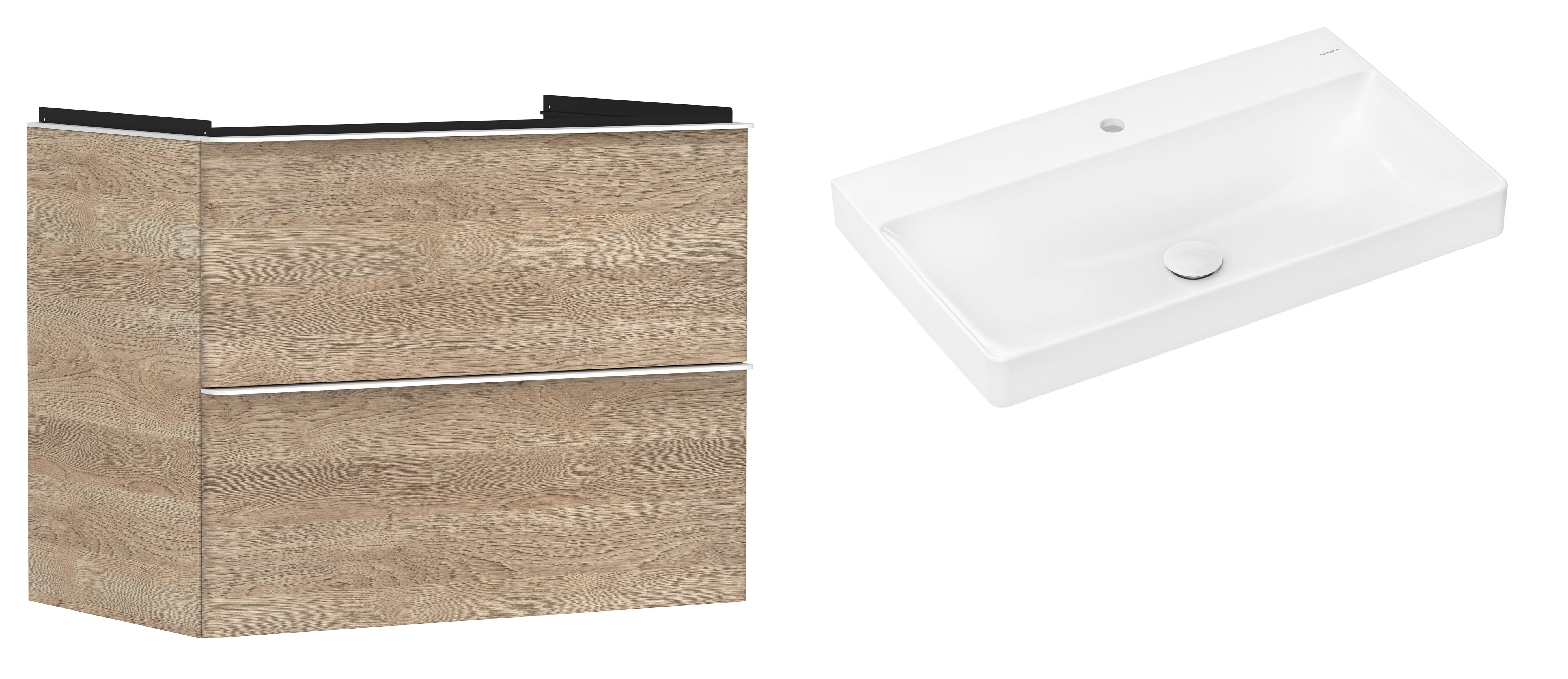 Conjunto armario Hansgrohe Xelu Q 54029700, lavabo Hansgrohe Xelu Q 61020450