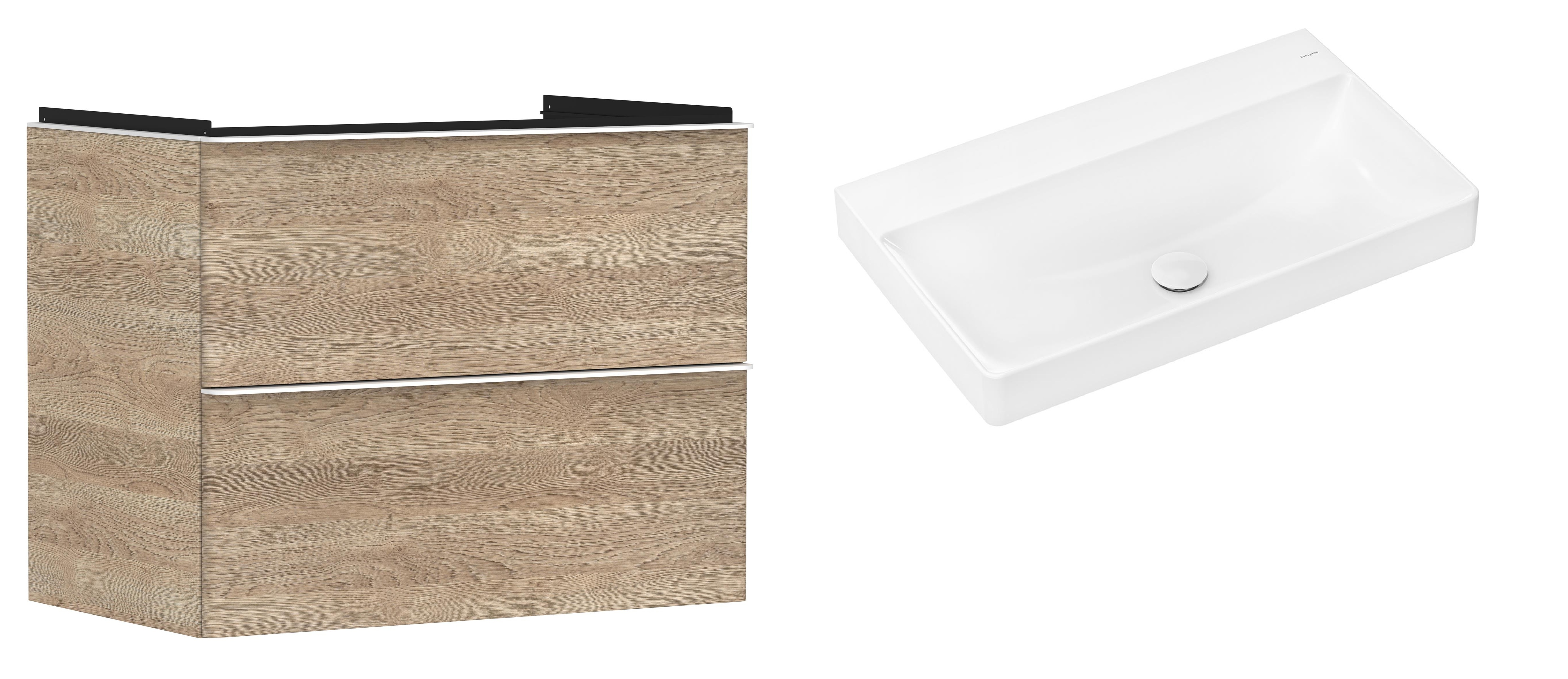 Conjunto armario Hansgrohe Xelu Q 54029700, lavabo Hansgrohe Xelu Q 61021450