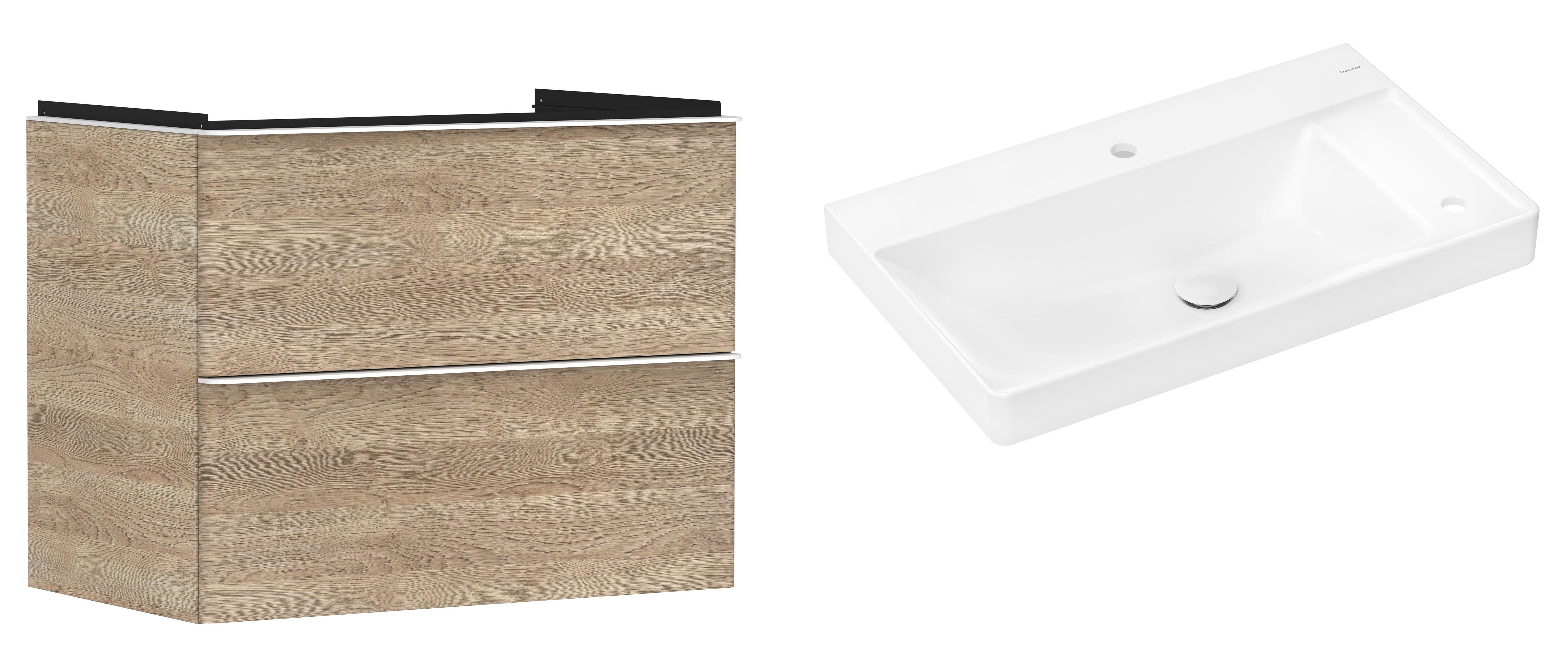 Conjunto armario Hansgrohe Xelu Q 54029700, lavabo Hansgrohe Xelu Q 61025450