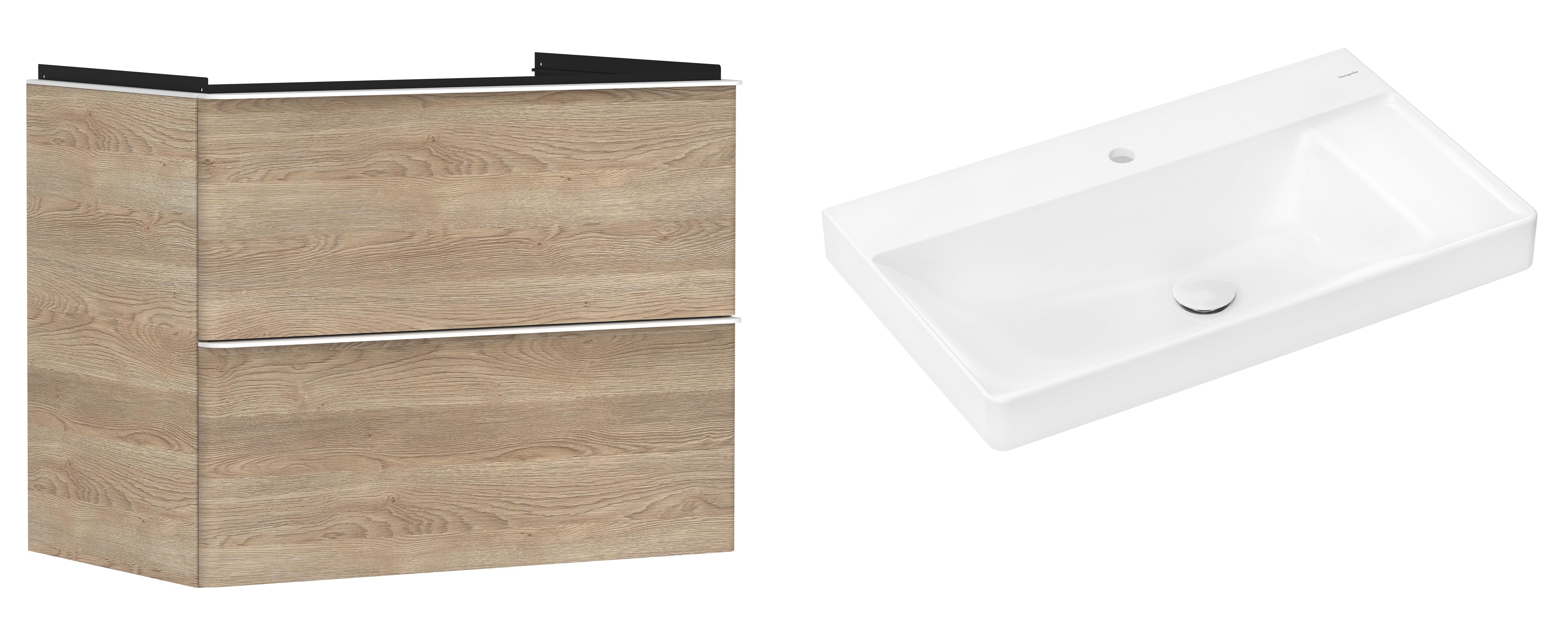 Conjunto armario Hansgrohe Xelu Q 54029700, lavabo Hansgrohe Xelu Q 61024450