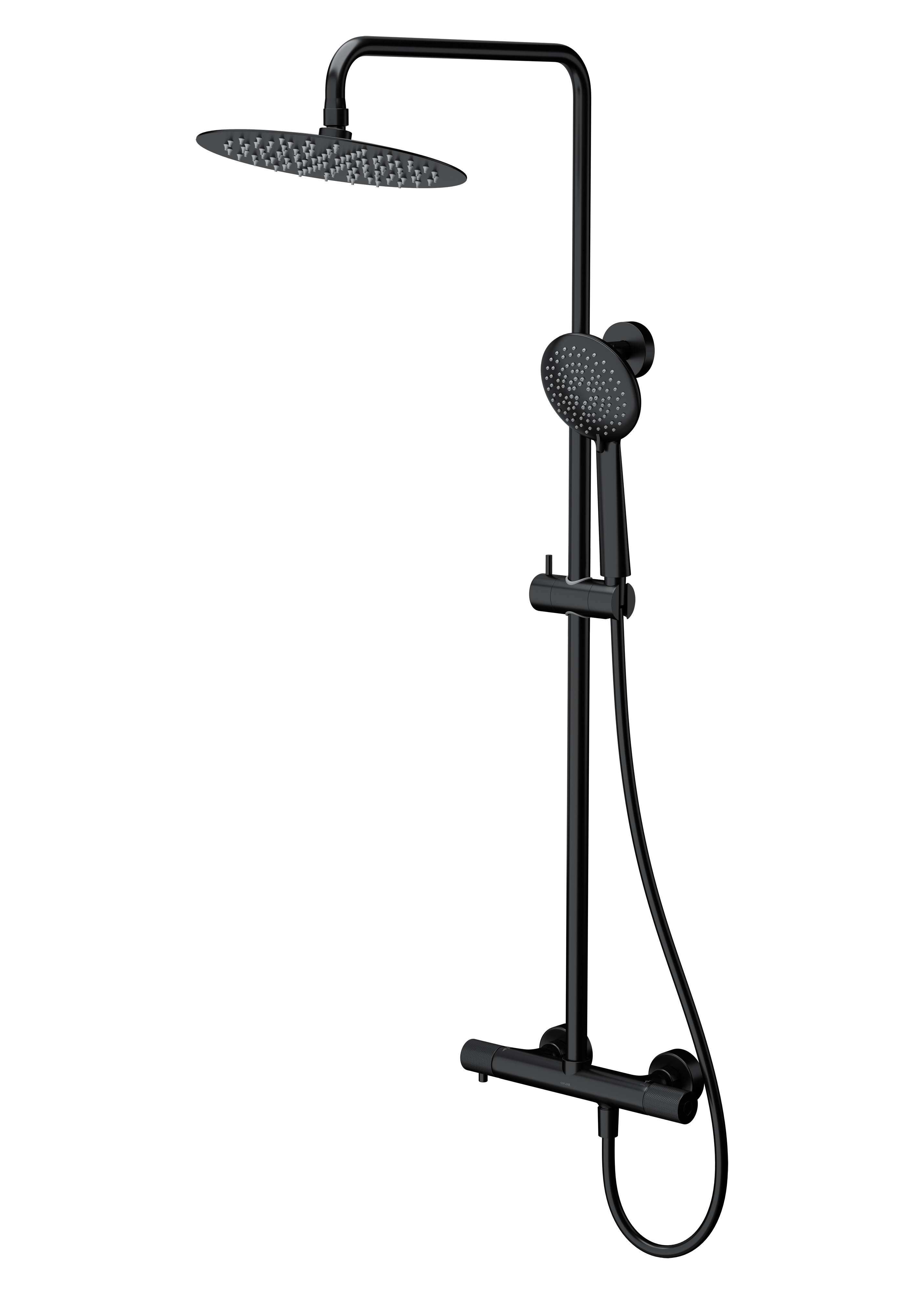 Cersanit Zen conjunto de ducha a pared con termostato con rociador con efecto lluvia negro S951-783