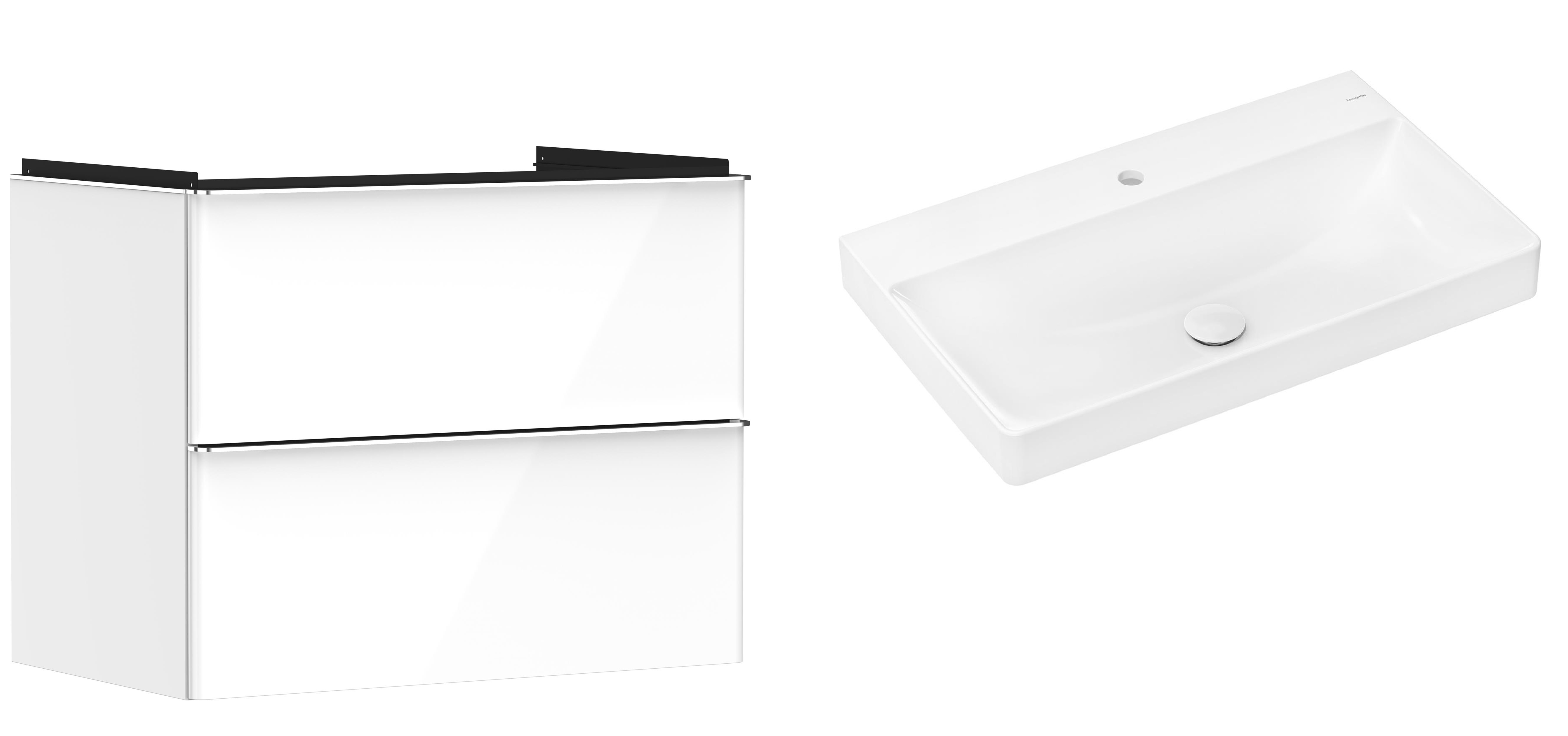 Conjunto armario Hansgrohe Xelu Q 54027000, lavabo Hansgrohe Xelu Q 61020450