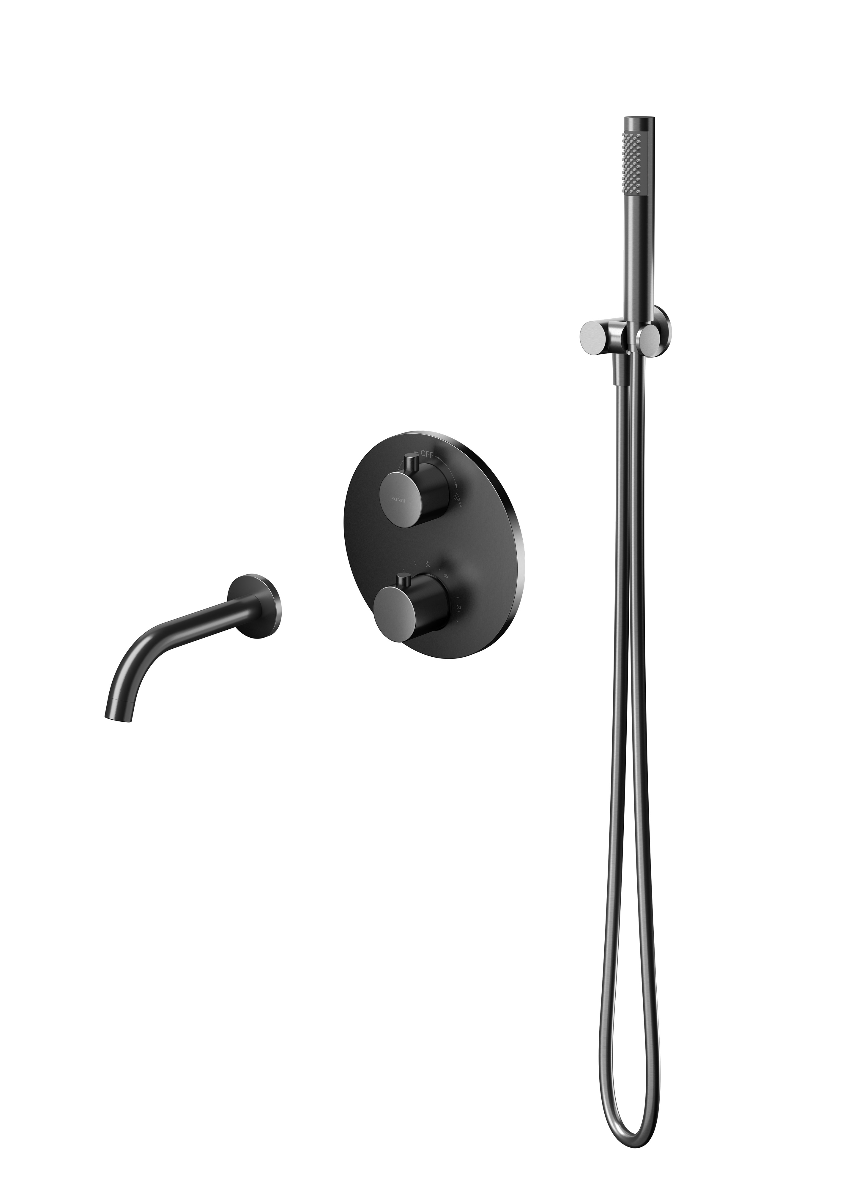 Cersanit Zen conjunto de ducha empotrado con termostato negro-grafito S952-055